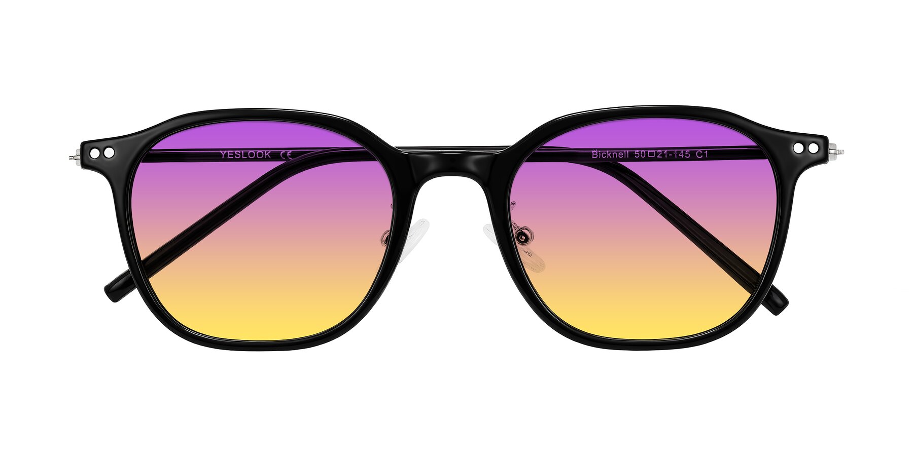 Folded Front of Bicknell in Black with Purple / Yellow Gradient Lenses