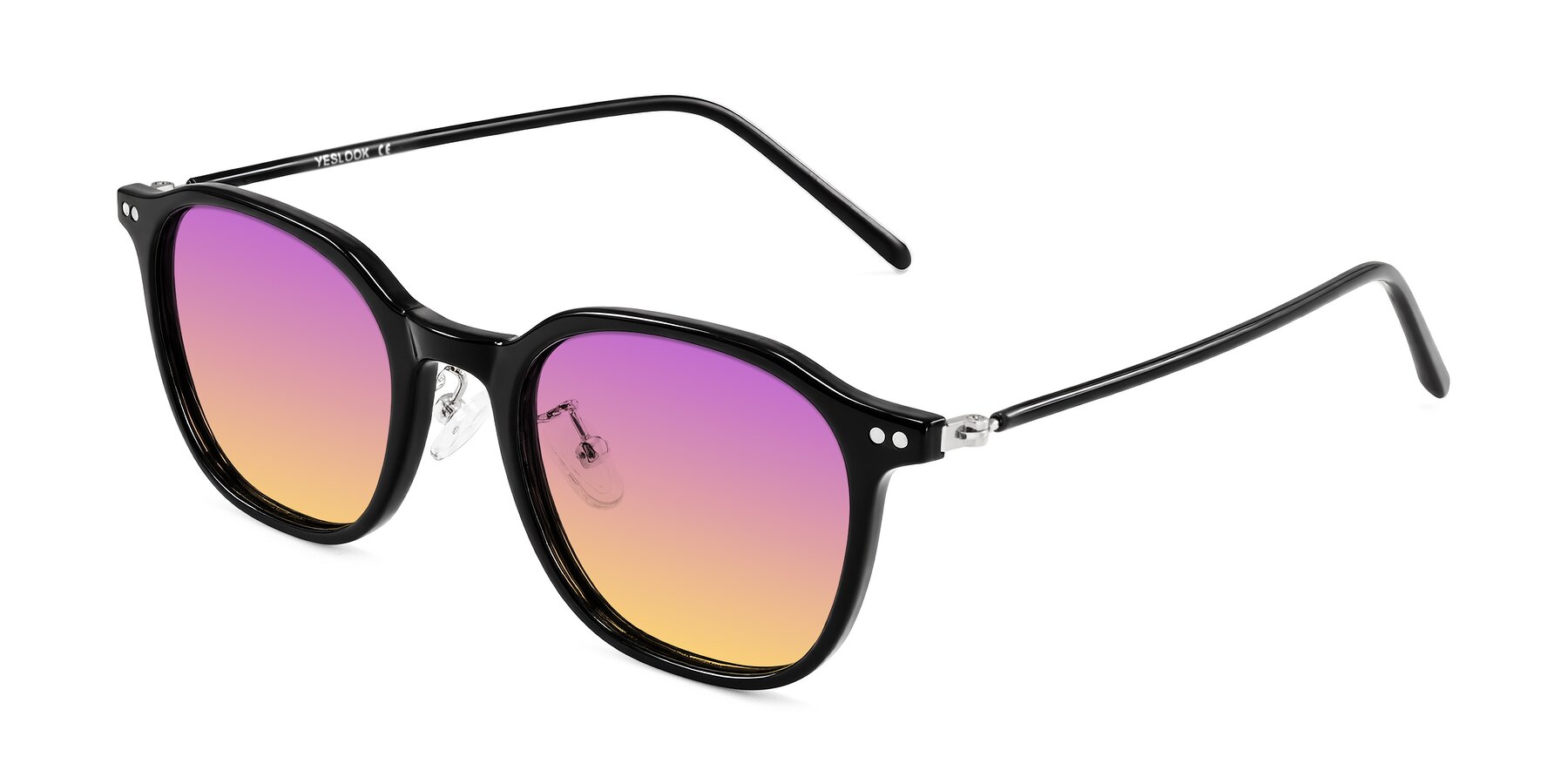 Angle of Bicknell in Black with Purple / Yellow Gradient Lenses