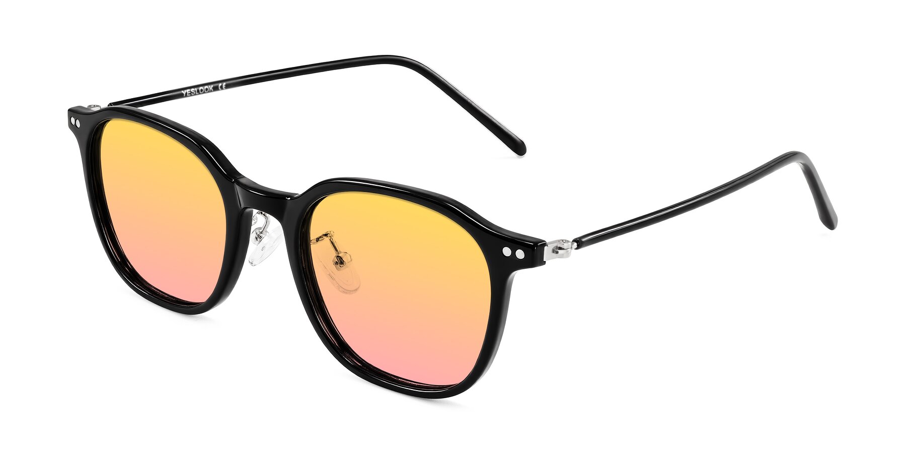 Angle of Bicknell in Black with Yellow / Pink Gradient Lenses