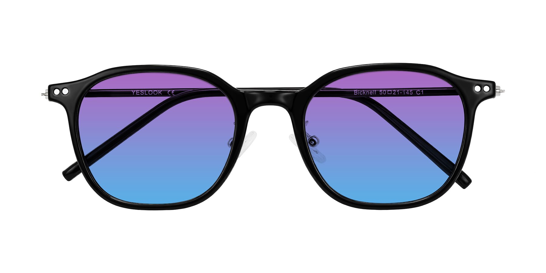 Folded Front of Bicknell in Black with Purple / Blue Gradient Lenses