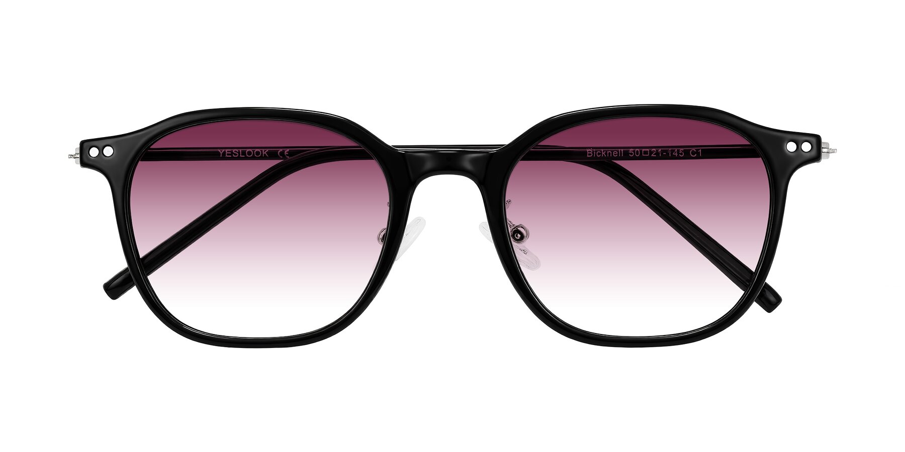Folded Front of Bicknell in Black with Wine Gradient Lenses