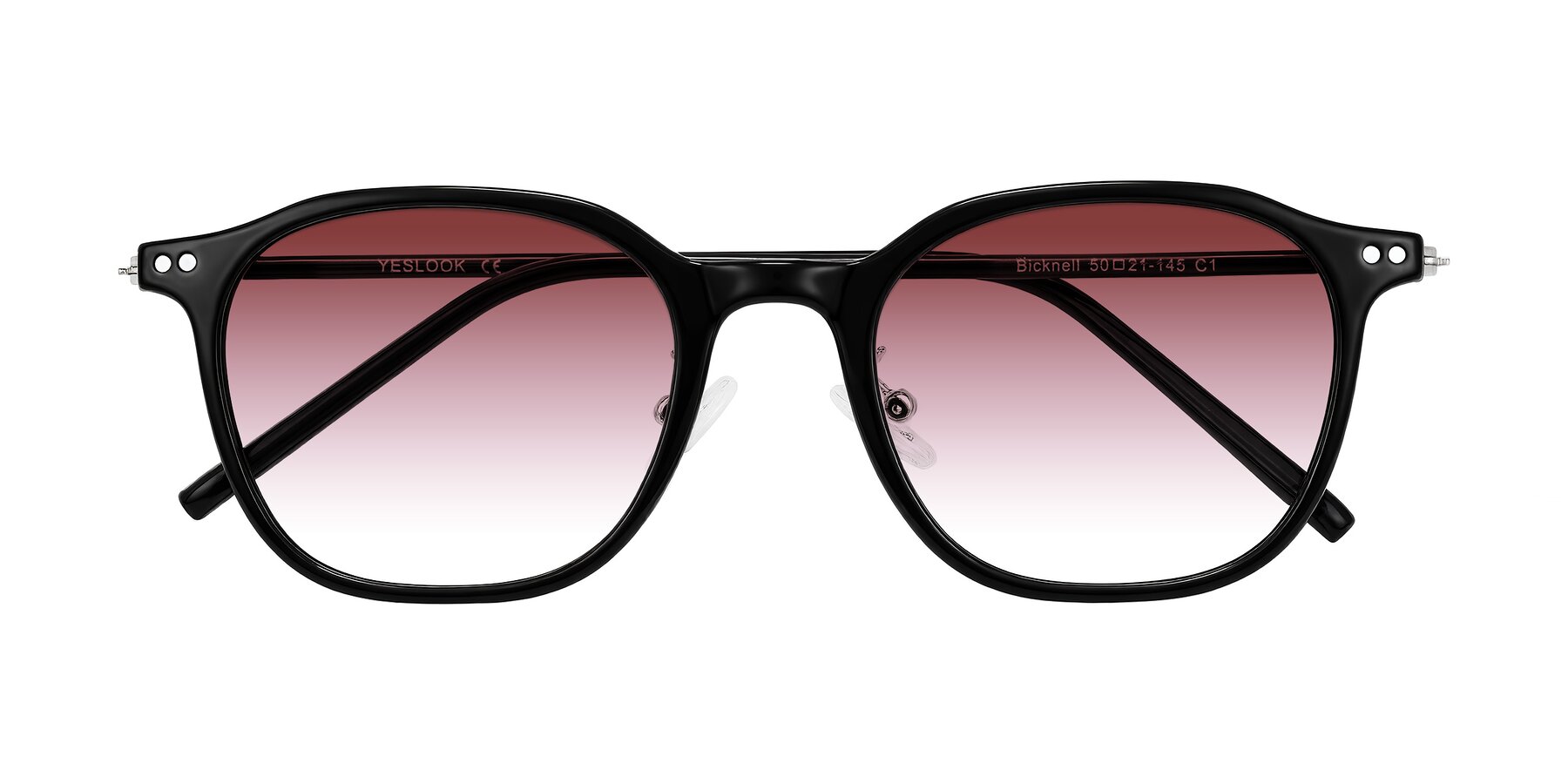 Folded Front of Bicknell in Black with Garnet Gradient Lenses