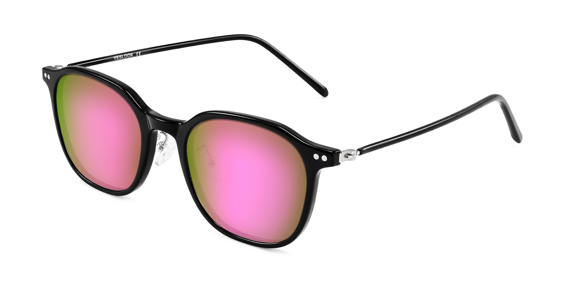 Angle of Bicknell in Black with Pink Mirrored Lenses