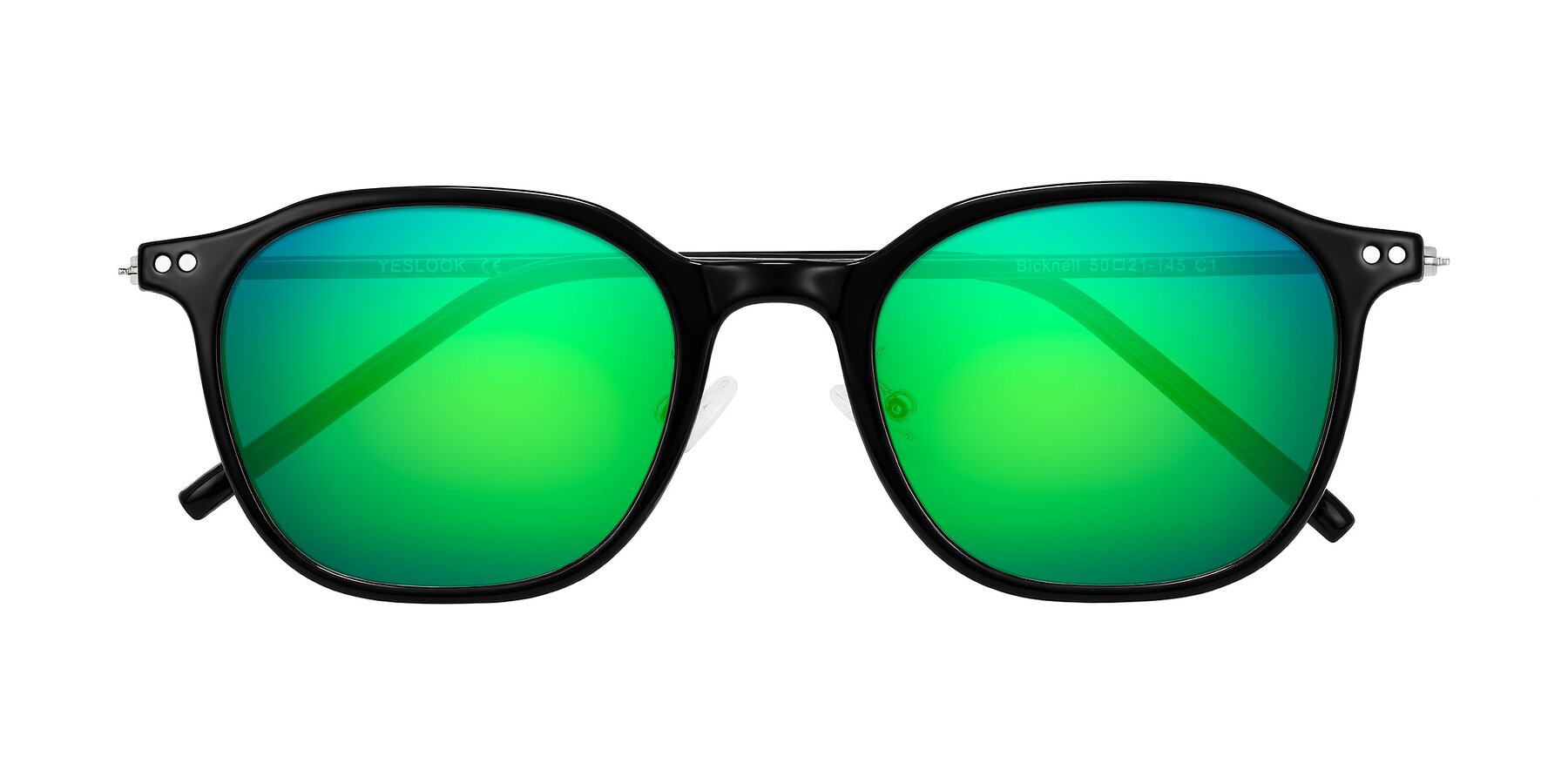 Folded Front of Bicknell in Black with Green Mirrored Lenses