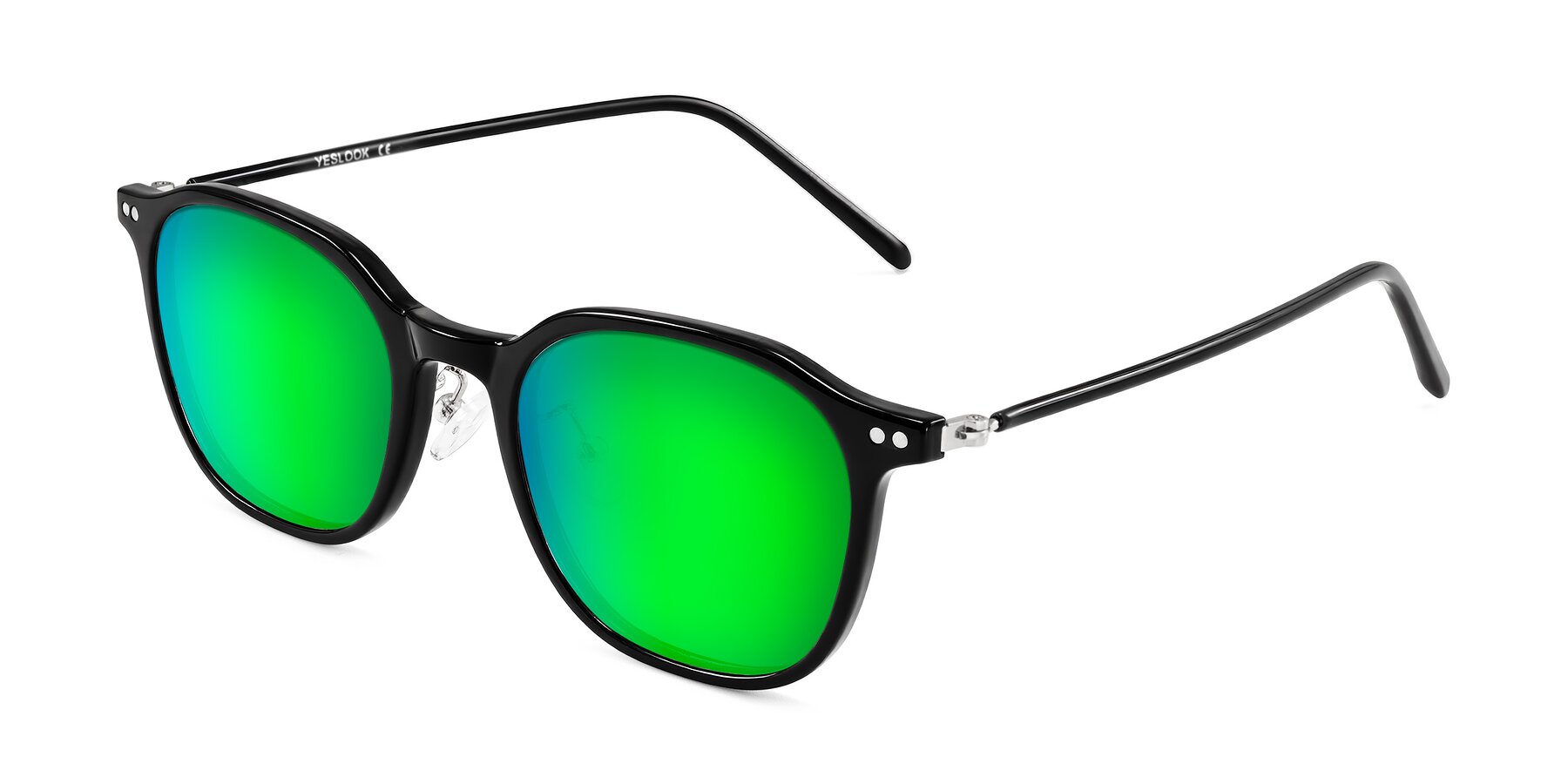 Angle of Bicknell in Black with Green Mirrored Lenses