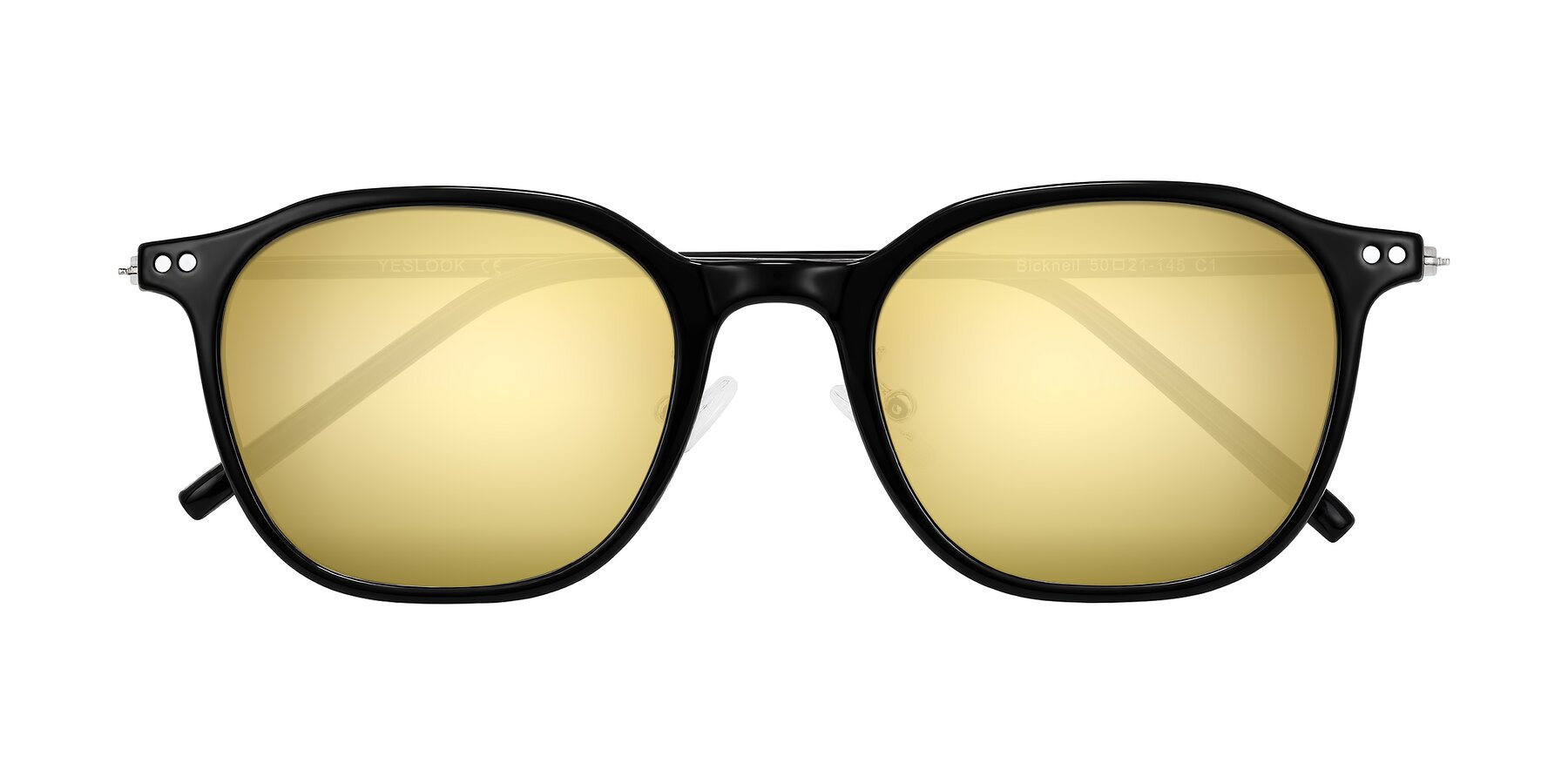 Folded Front of Bicknell in Black with Gold Mirrored Lenses