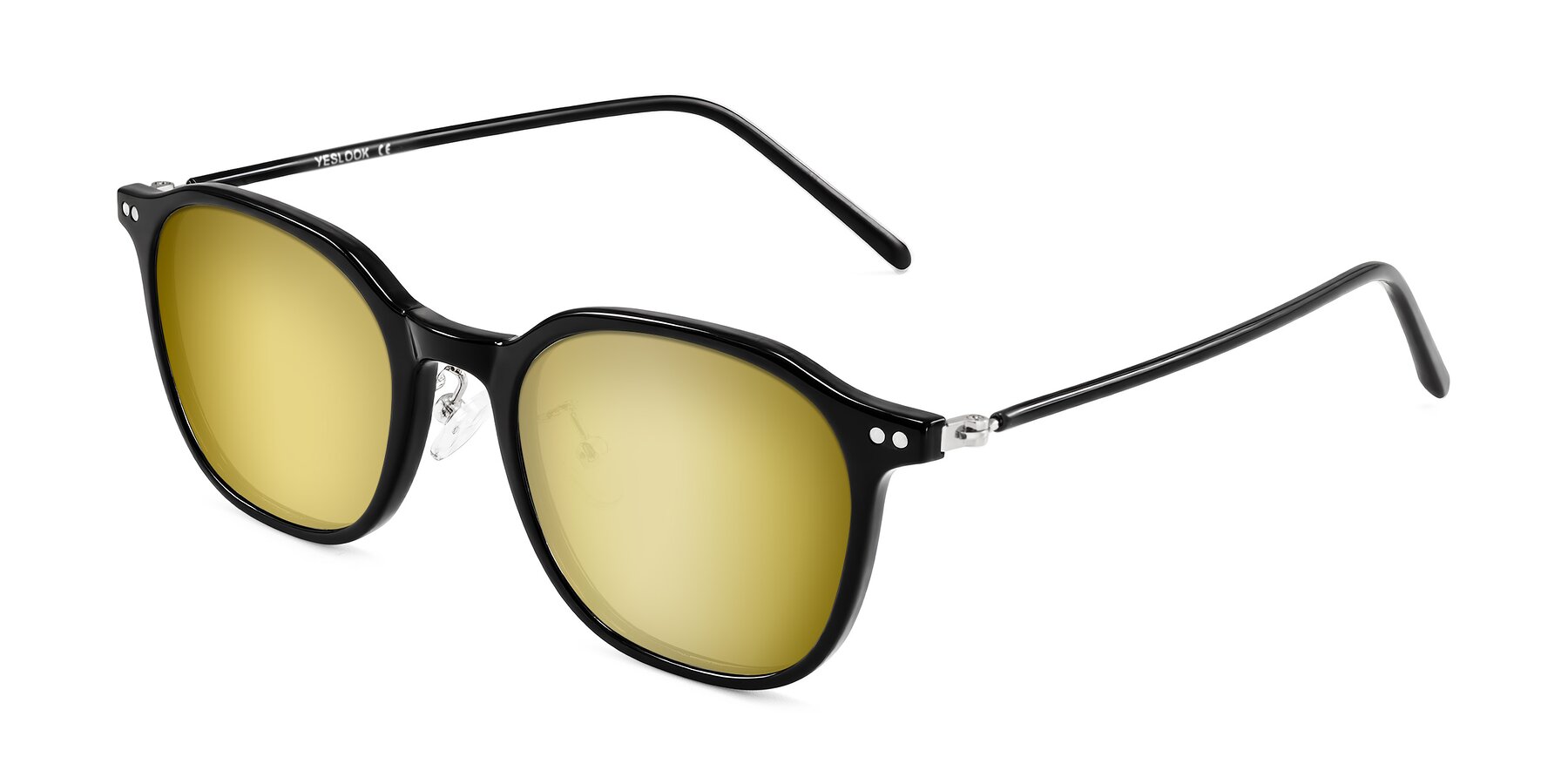 Angle of Bicknell in Black with Gold Mirrored Lenses