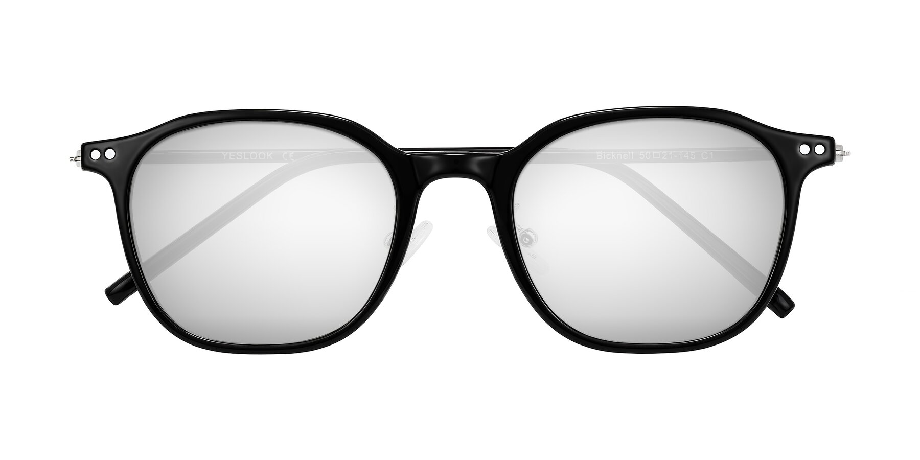 Folded Front of Bicknell in Black with Silver Mirrored Lenses