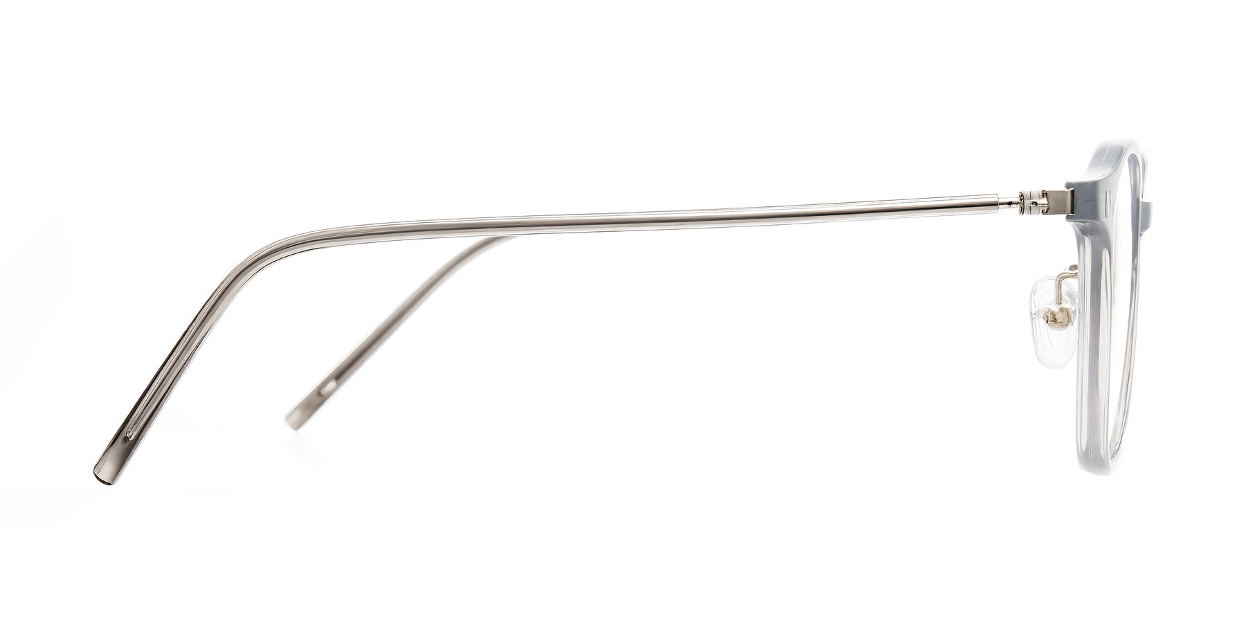 Side of Bicknell in Ice Gray with Clear Eyeglass Lenses