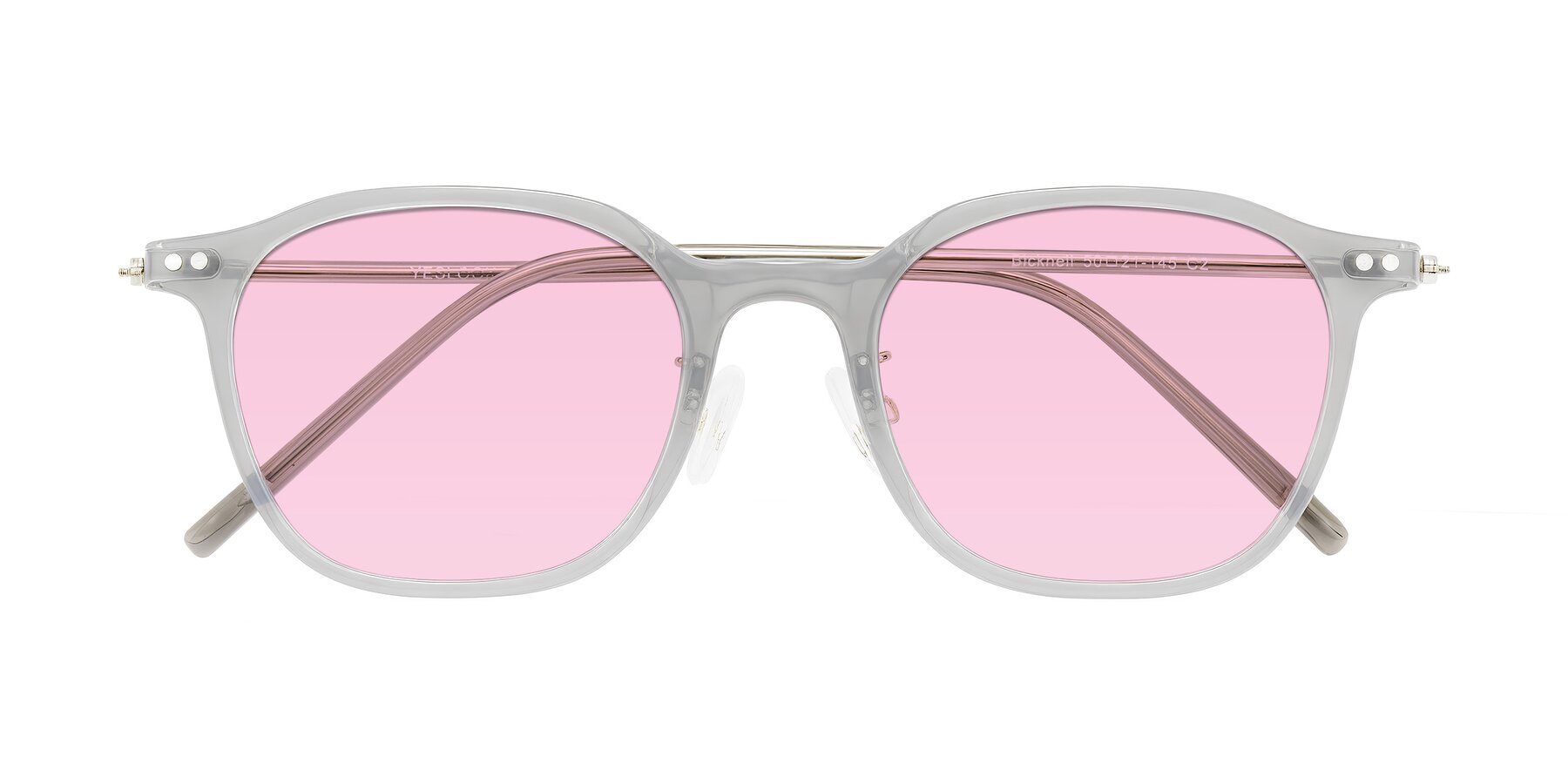 Folded Front of Bicknell in Ice Gray with Light Pink Tinted Lenses