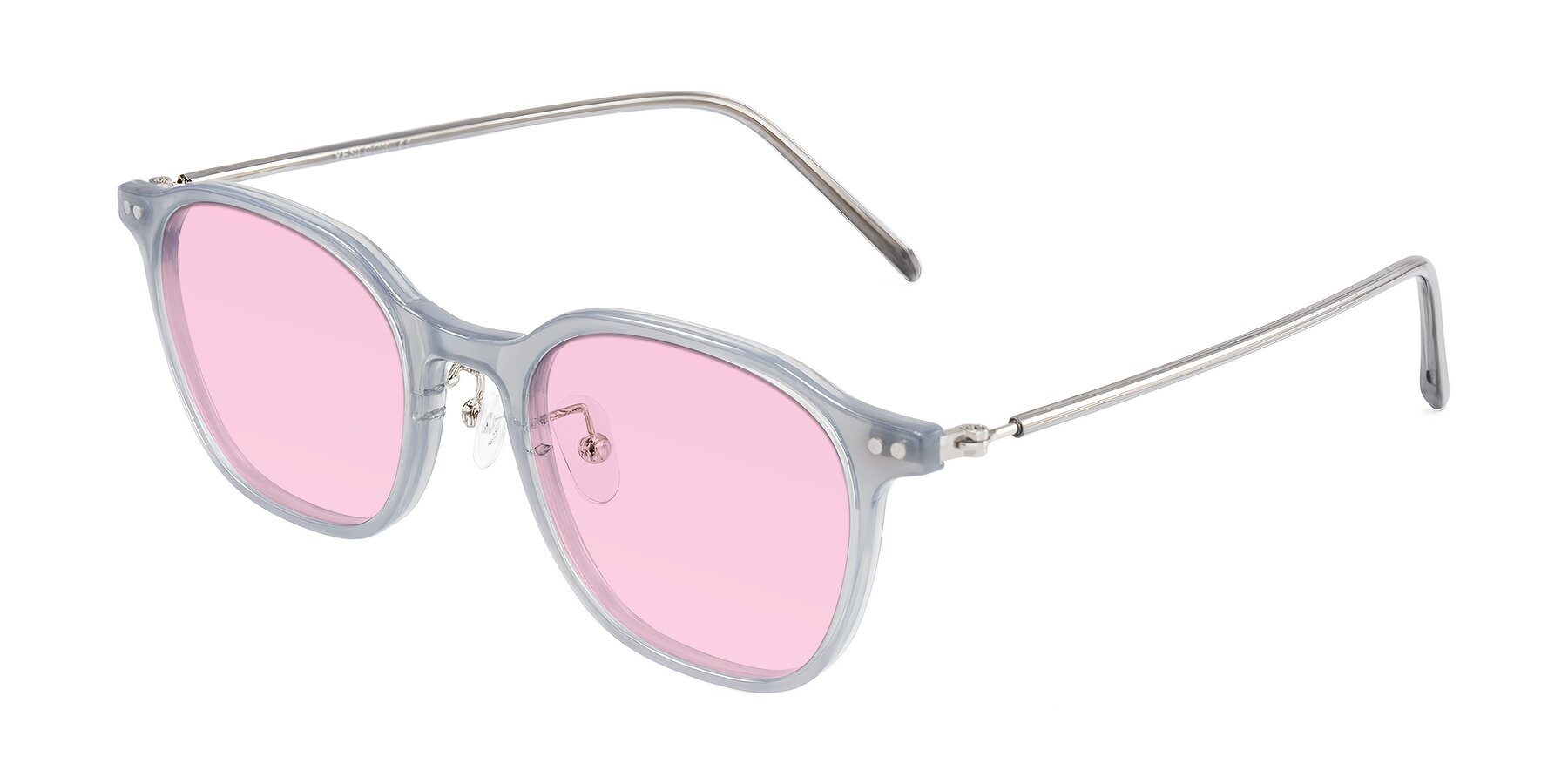 Angle of Bicknell in Ice Gray with Light Pink Tinted Lenses