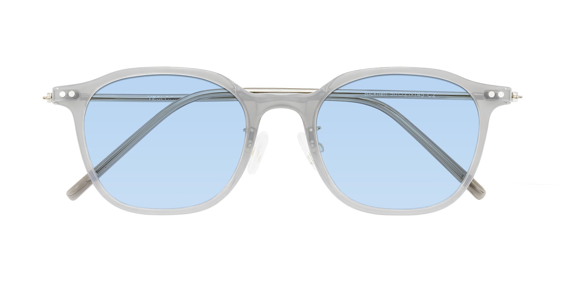 Folded Front of Bicknell in Ice Gray with Light Blue Tinted Lenses