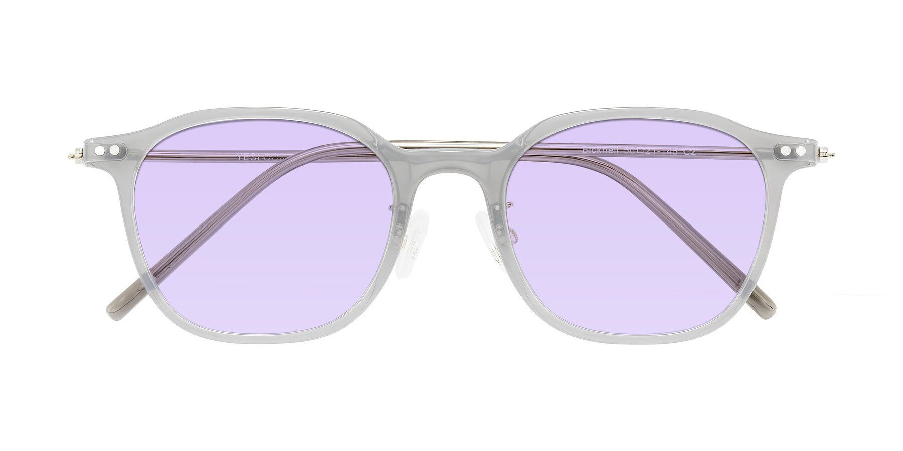 Folded Front of Bicknell in Ice Gray with Light Purple Tinted Lenses
