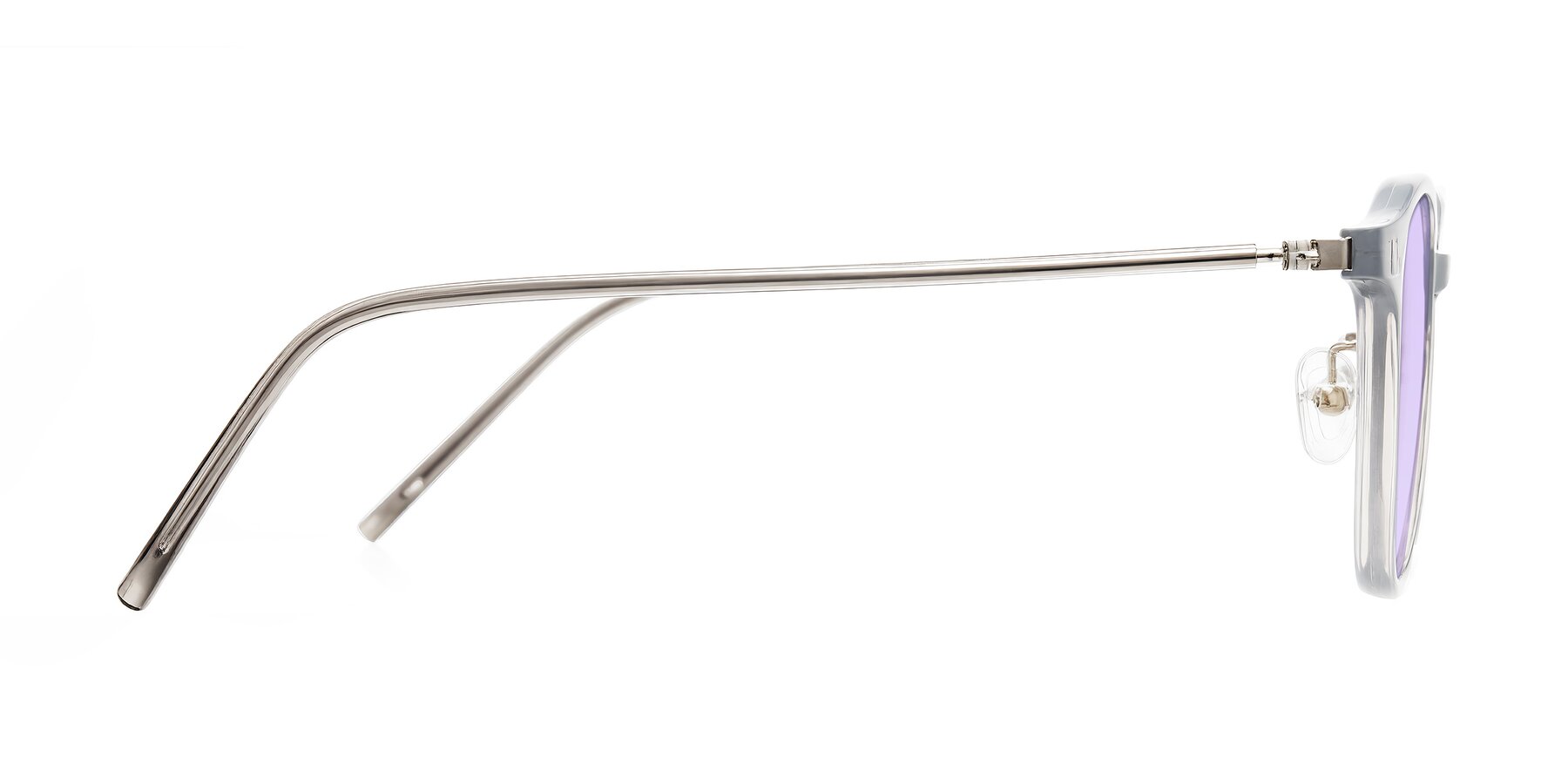 Side of Bicknell in Ice Gray with Light Purple Tinted Lenses