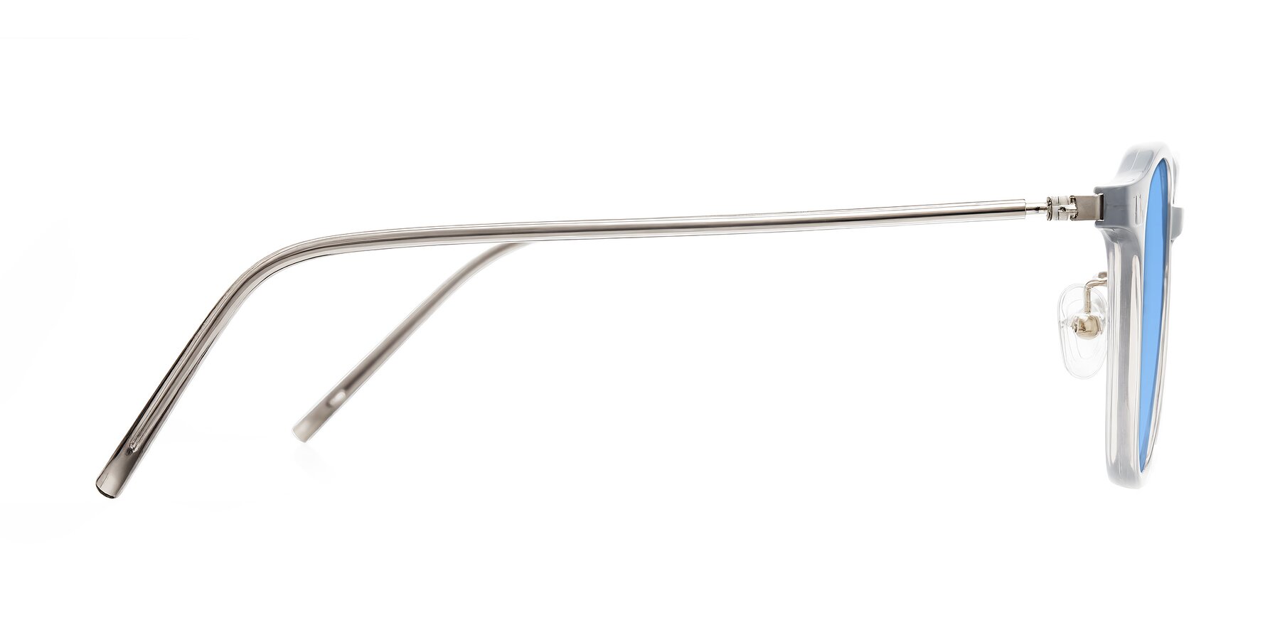 Side of Bicknell in Ice Gray with Medium Blue Tinted Lenses