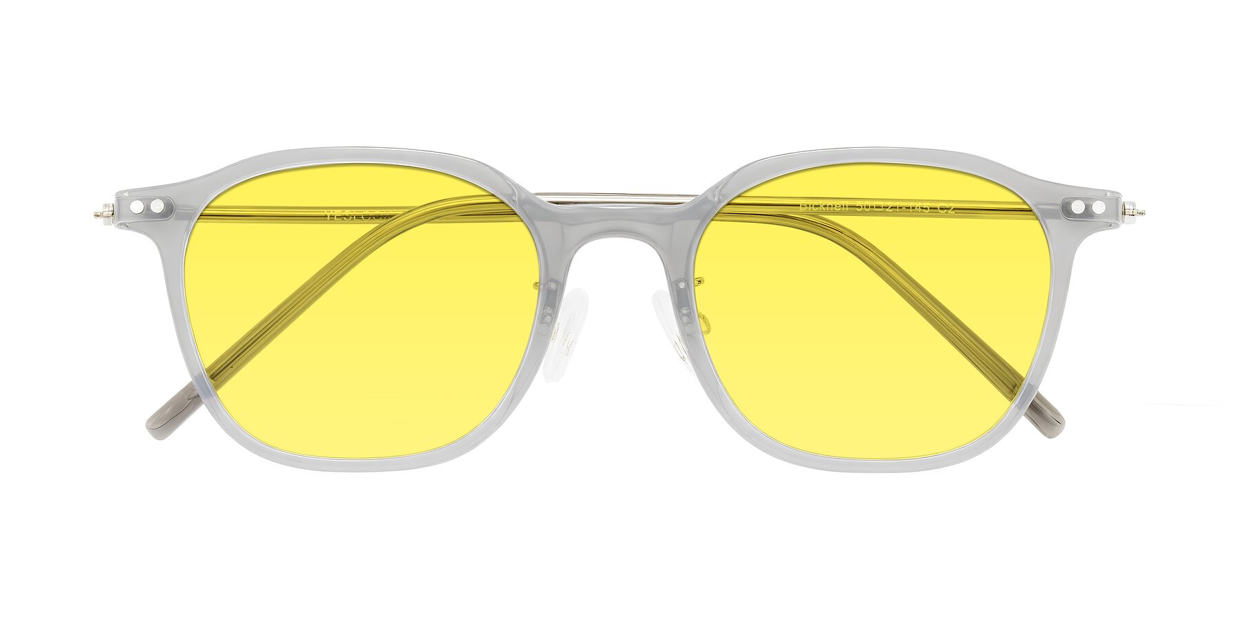 Folded Front of Bicknell in Ice Gray with Medium Yellow Tinted Lenses