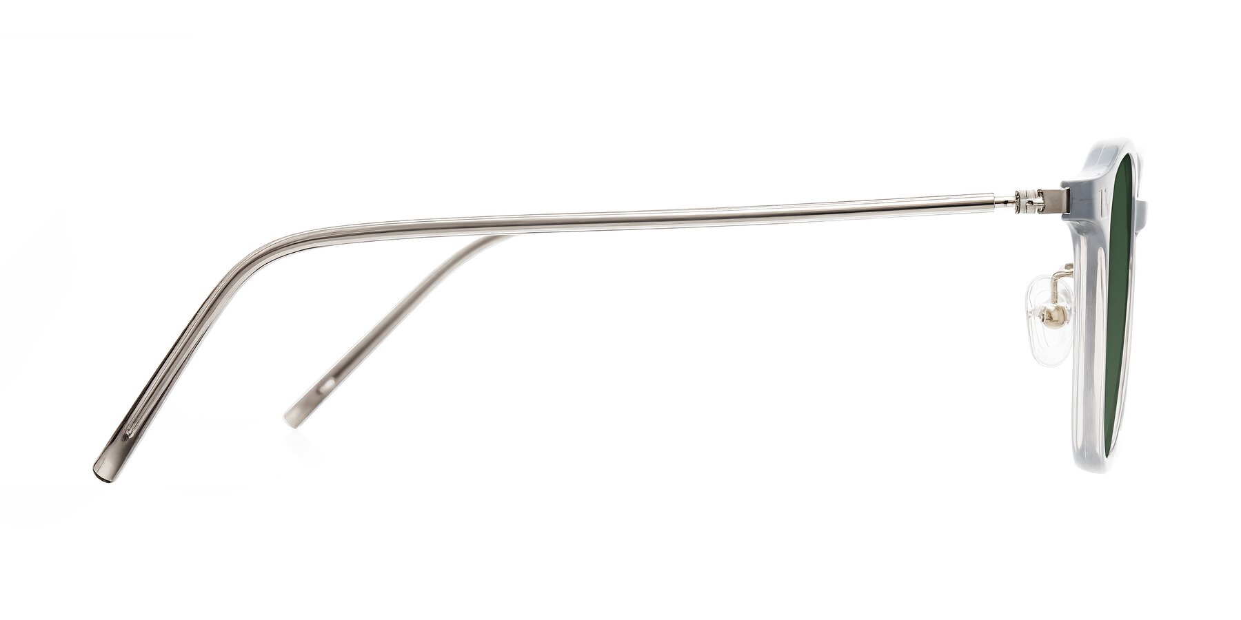 Side of Bicknell in Ice Gray with Green Tinted Lenses