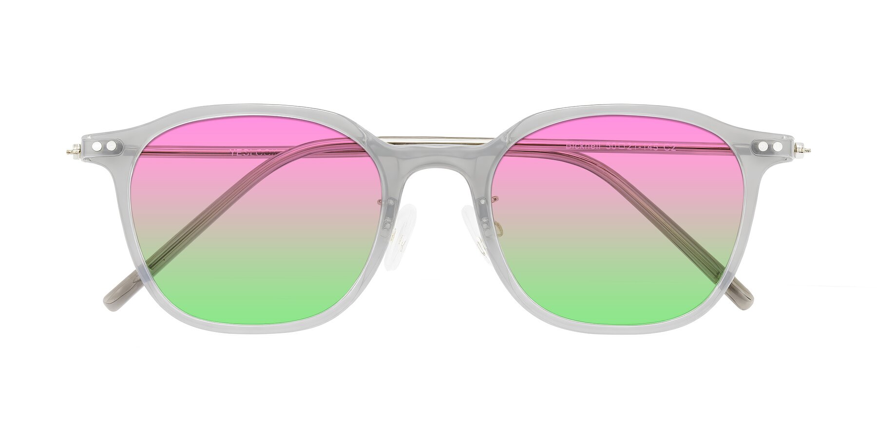 Folded Front of Bicknell in Ice Gray with Pink / Green Gradient Lenses