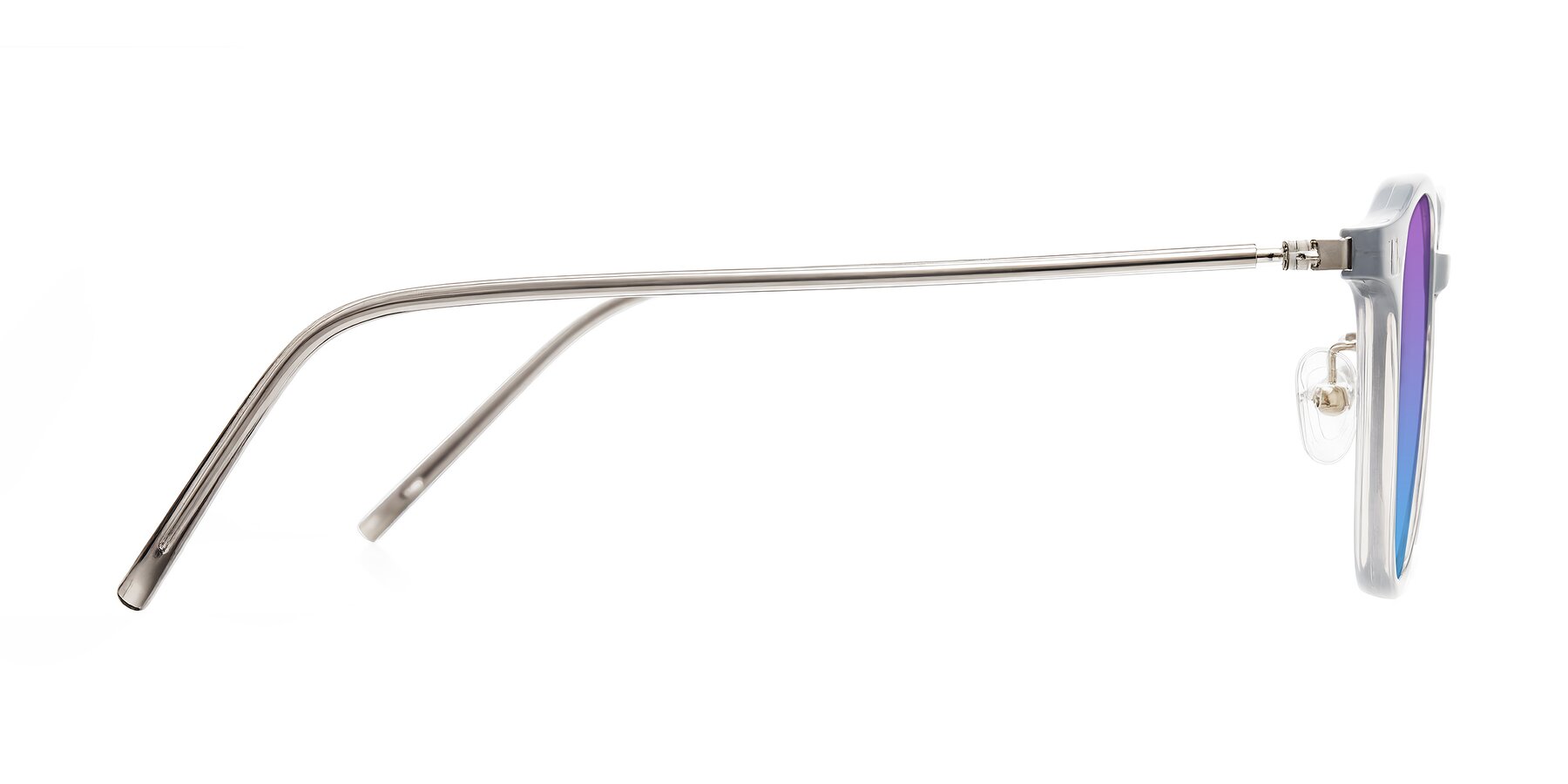 Side of Bicknell in Ice Gray with Purple / Blue Gradient Lenses