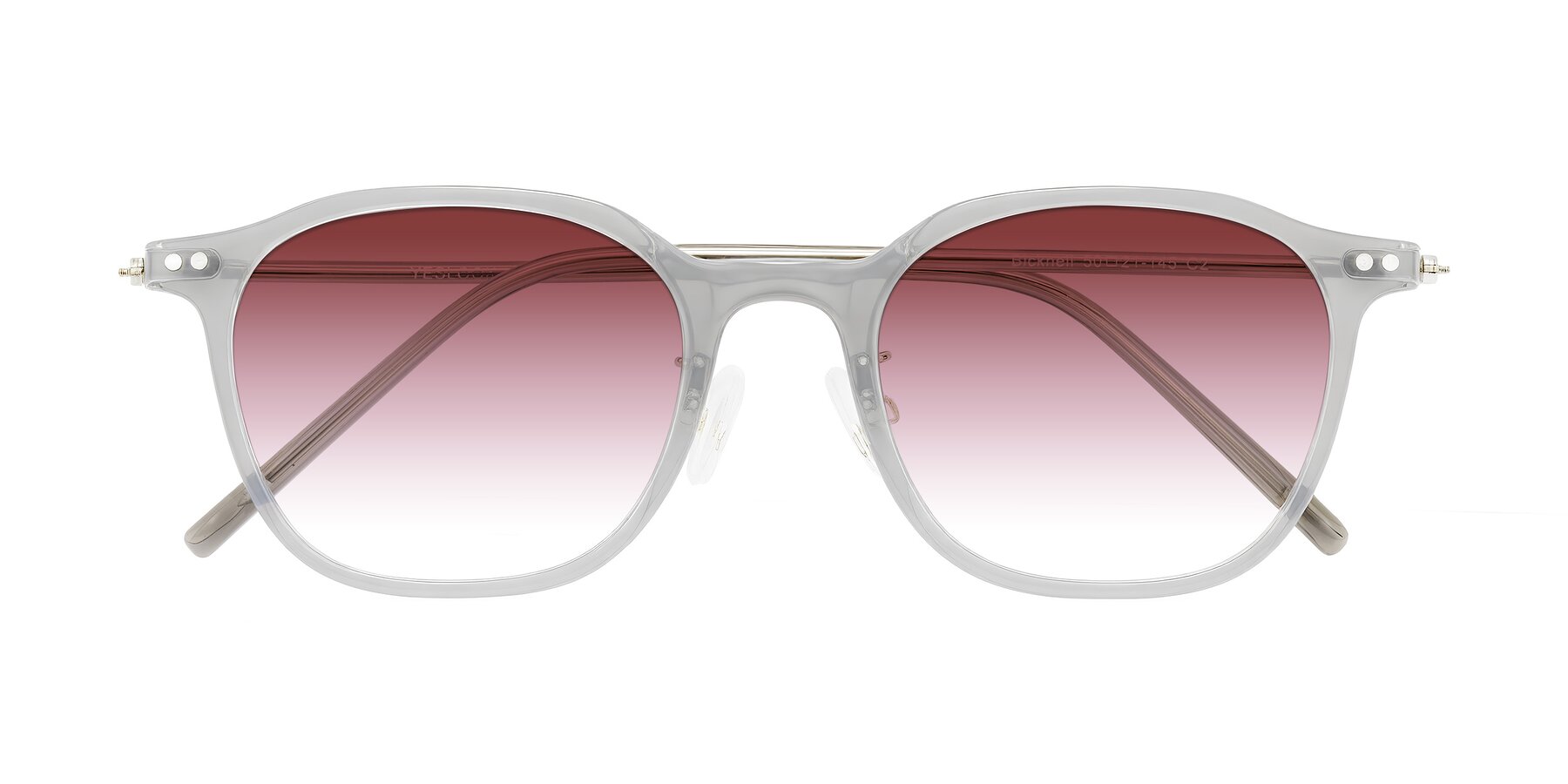 Folded Front of Bicknell in Ice Gray with Garnet Gradient Lenses