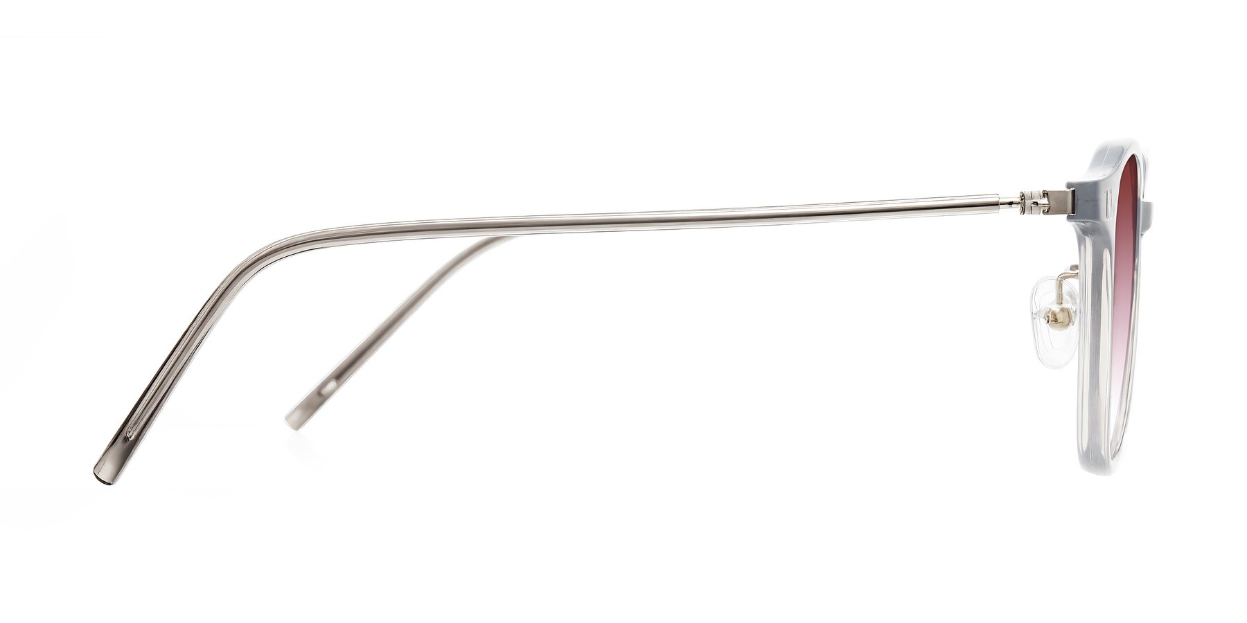 Side of Bicknell in Ice Gray with Garnet Gradient Lenses