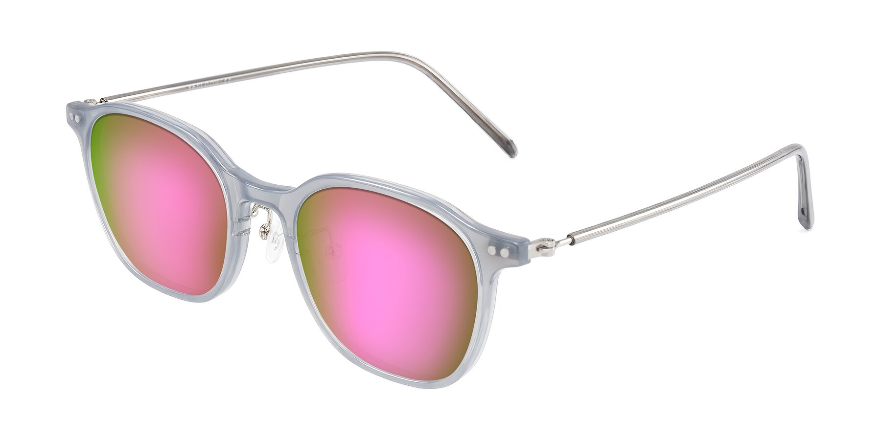 Angle of Bicknell in Ice Gray with Pink Mirrored Lenses