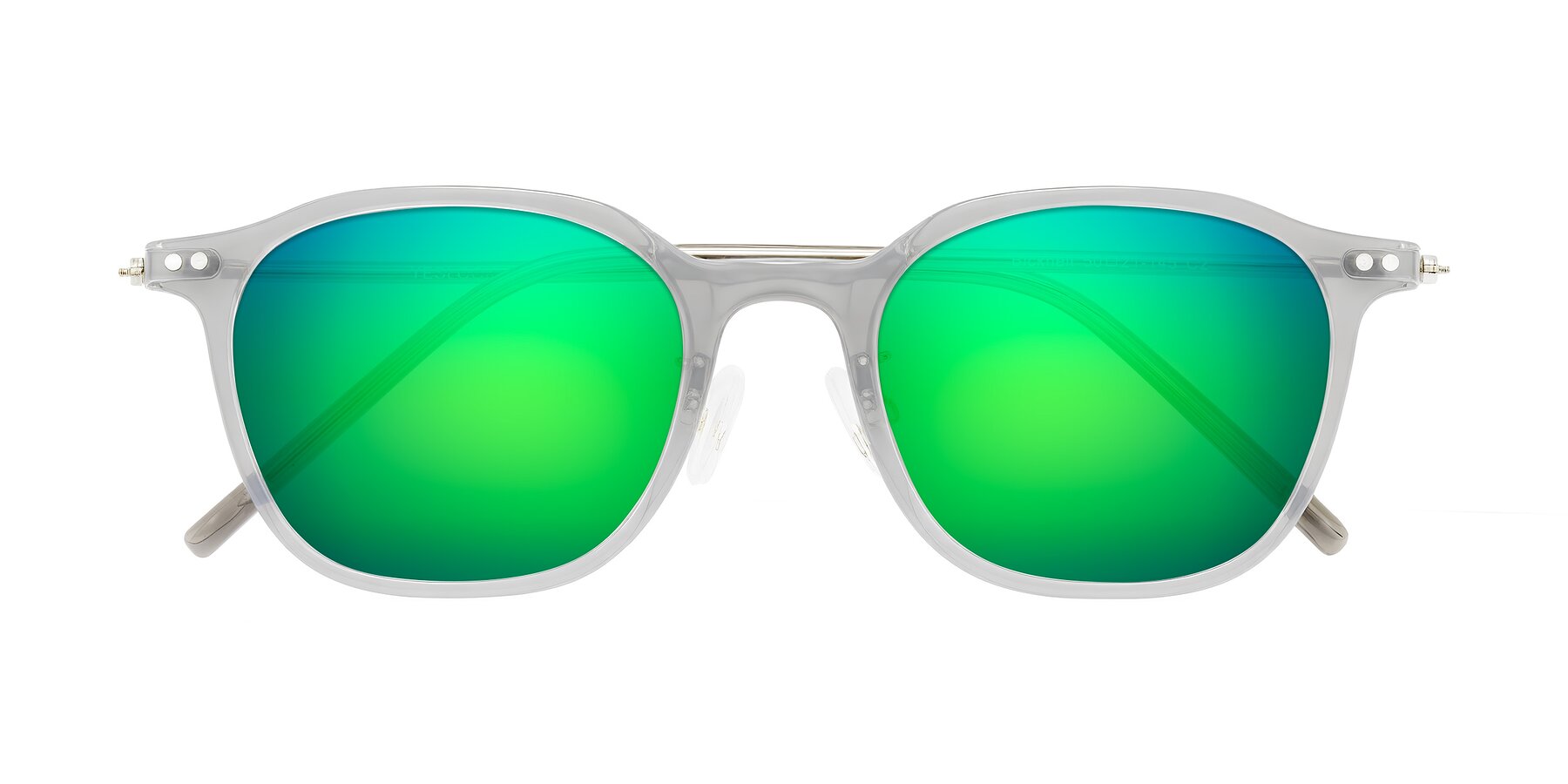 Folded Front of Bicknell in Ice Gray with Green Mirrored Lenses