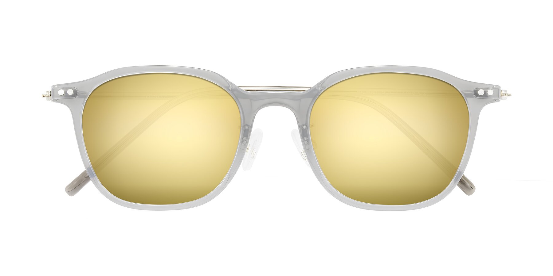 Folded Front of Bicknell in Ice Gray with Gold Mirrored Lenses
