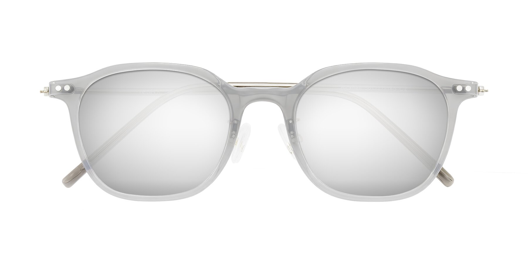 Folded Front of Bicknell in Ice Gray with Silver Mirrored Lenses