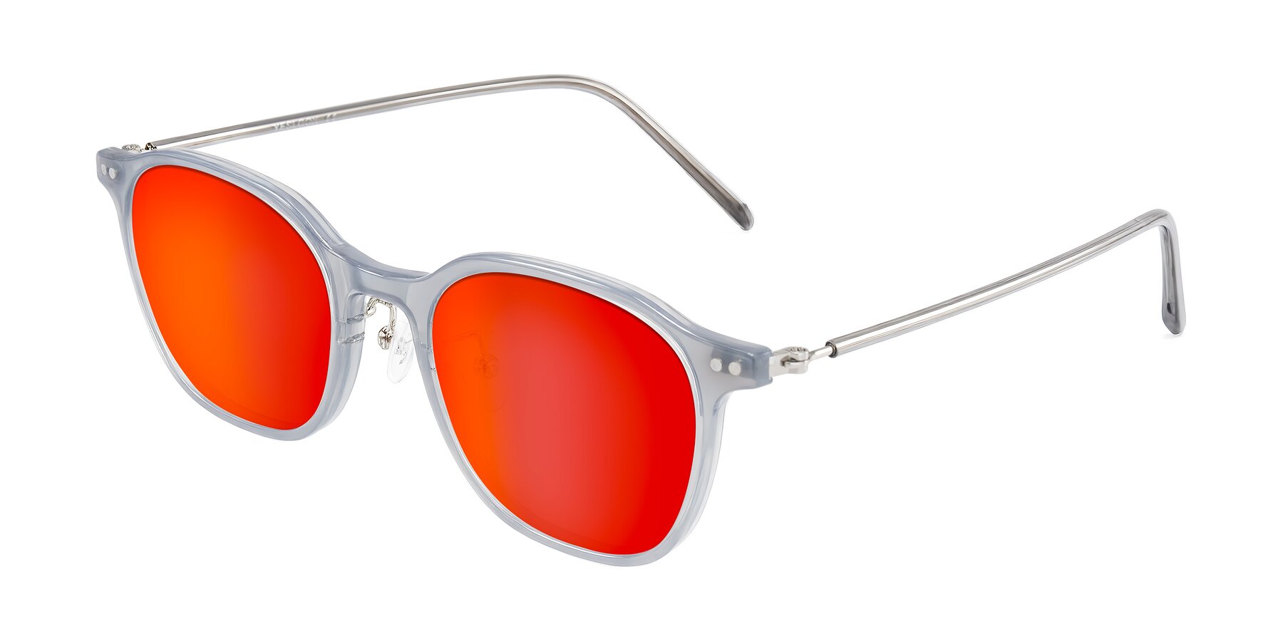 Angle of Bicknell in Ice Gray with Red Gold Mirrored Lenses