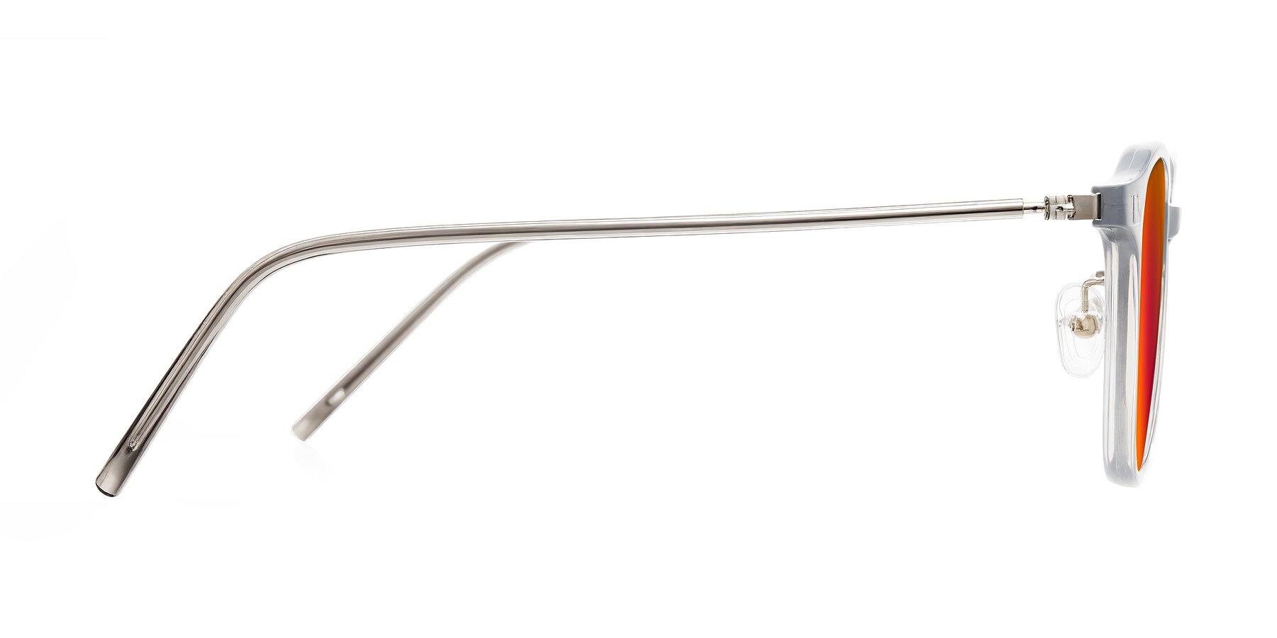 Side of Bicknell in Ice Gray with Red Gold Mirrored Lenses