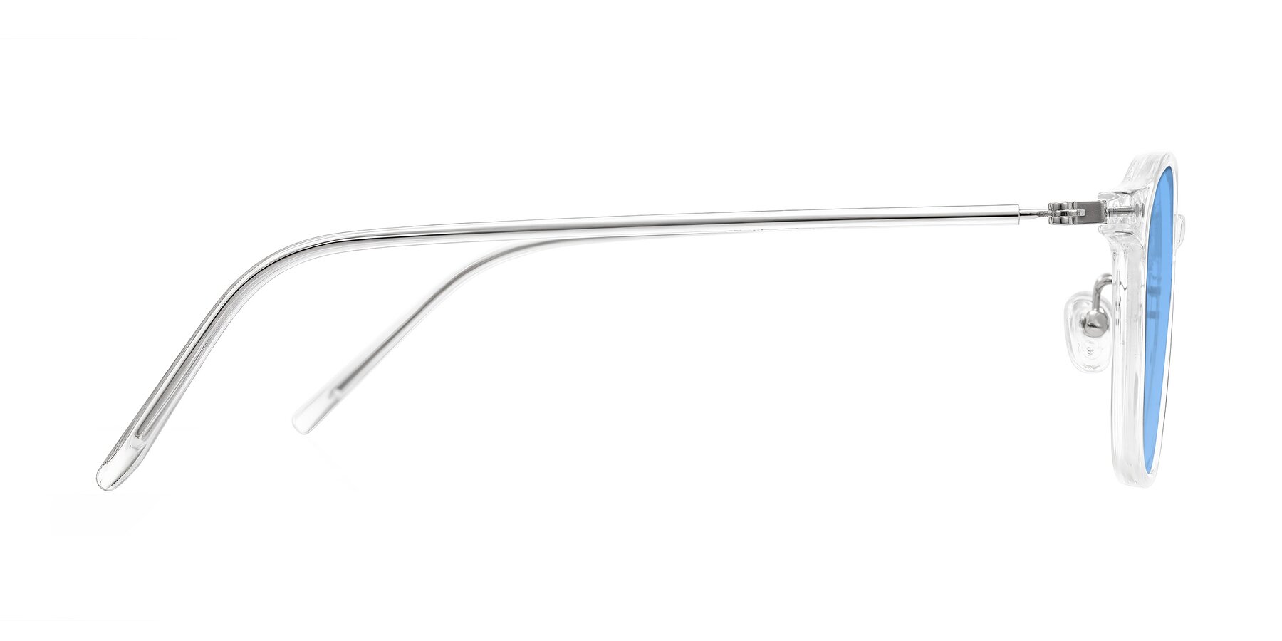 Side of Bicknell in Clear with Medium Blue Tinted Lenses