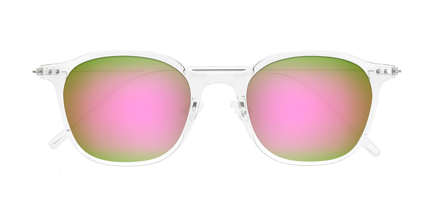 Folded Front of Bicknell in Clear with Pink Mirrored Lenses