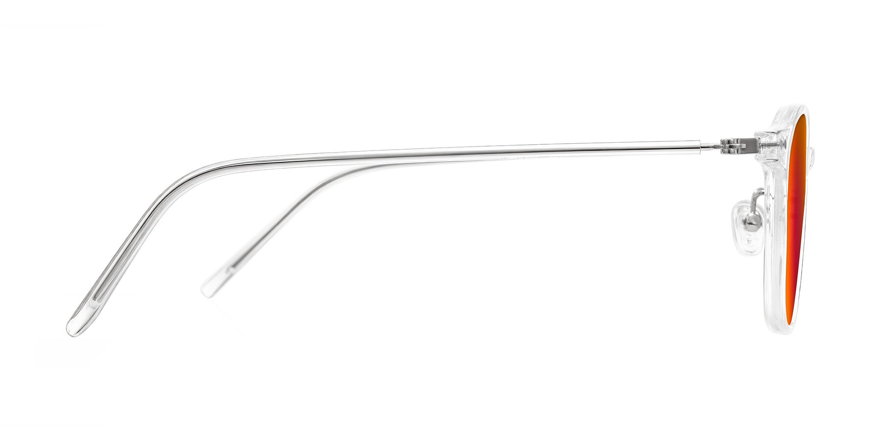 Side of Bicknell in Clear with Red Gold Mirrored Lenses