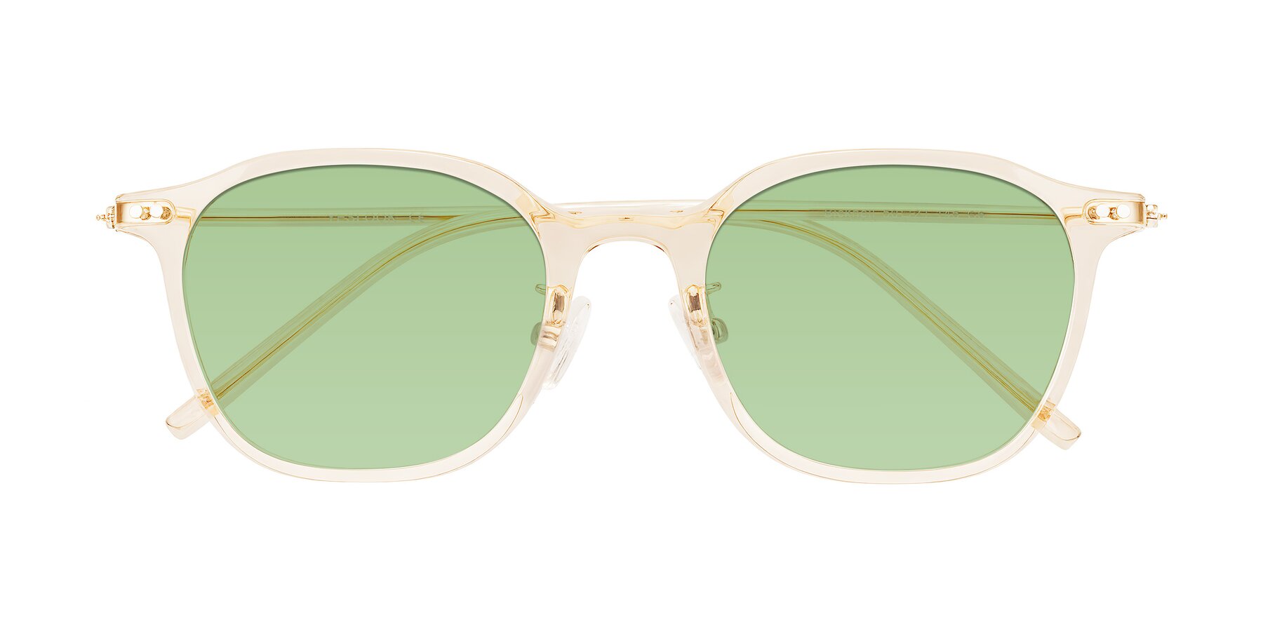 Folded Front of Bicknell in Light Orange with Medium Green Tinted Lenses