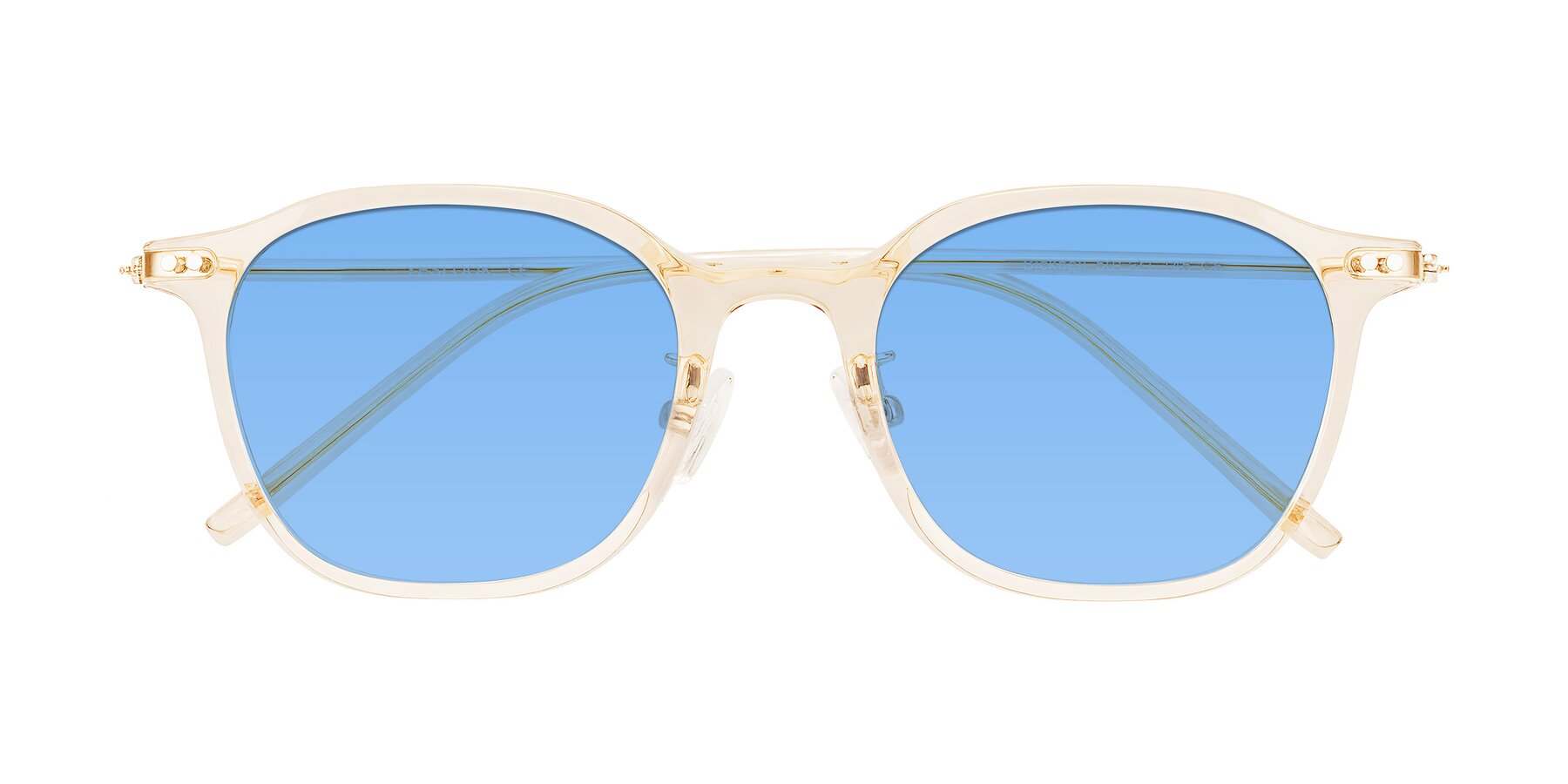 Folded Front of Bicknell in Light Orange with Medium Blue Tinted Lenses