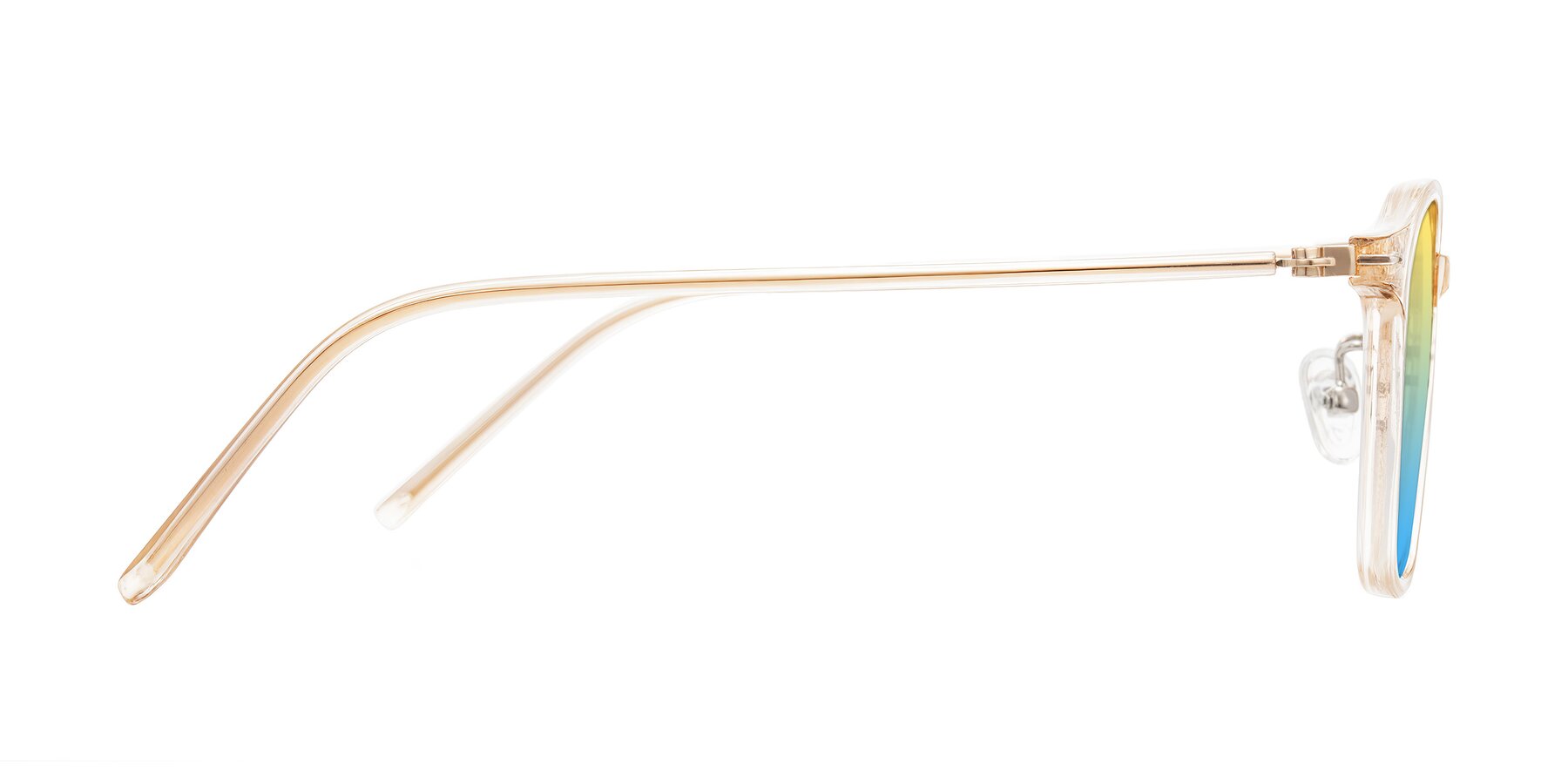 Side of Bicknell in Light Orange with Yellow / Blue Gradient Lenses