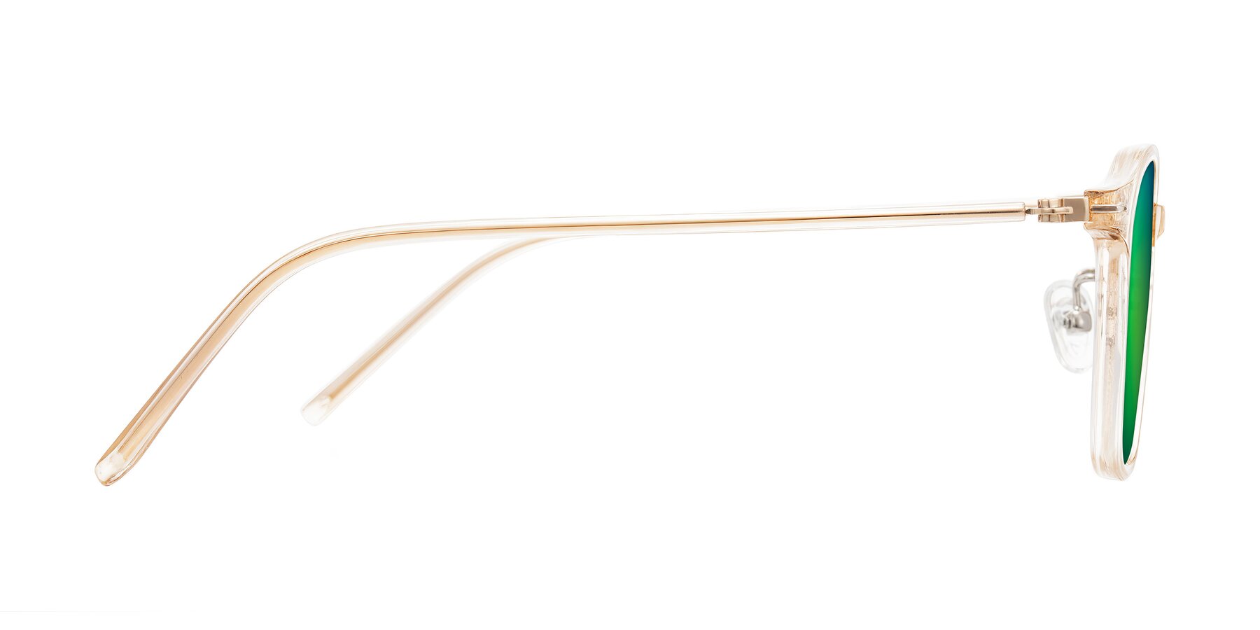 Side of Bicknell in Light Orange with Green Mirrored Lenses