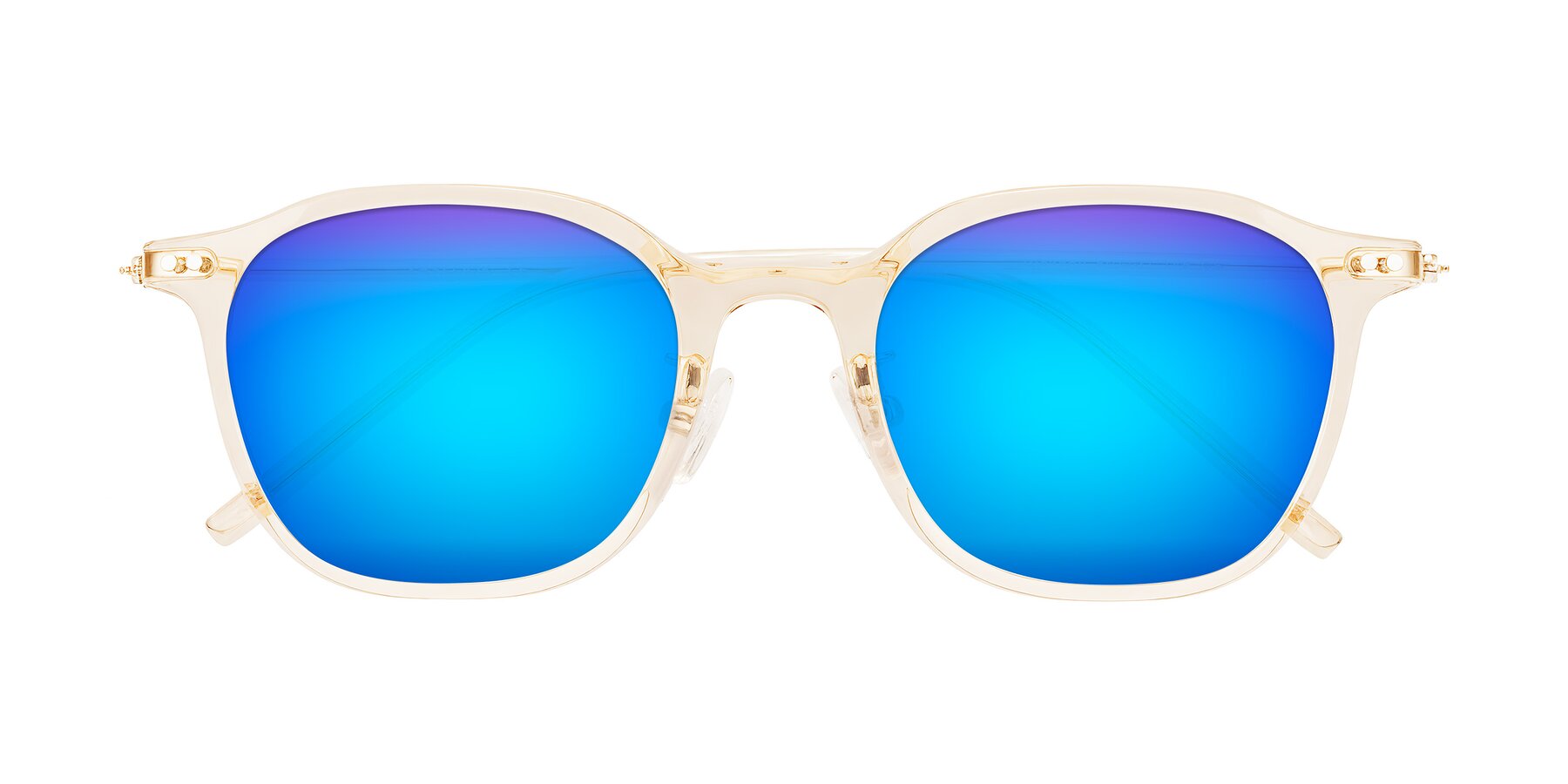 Folded Front of Bicknell in Light Orange with Blue Mirrored Lenses