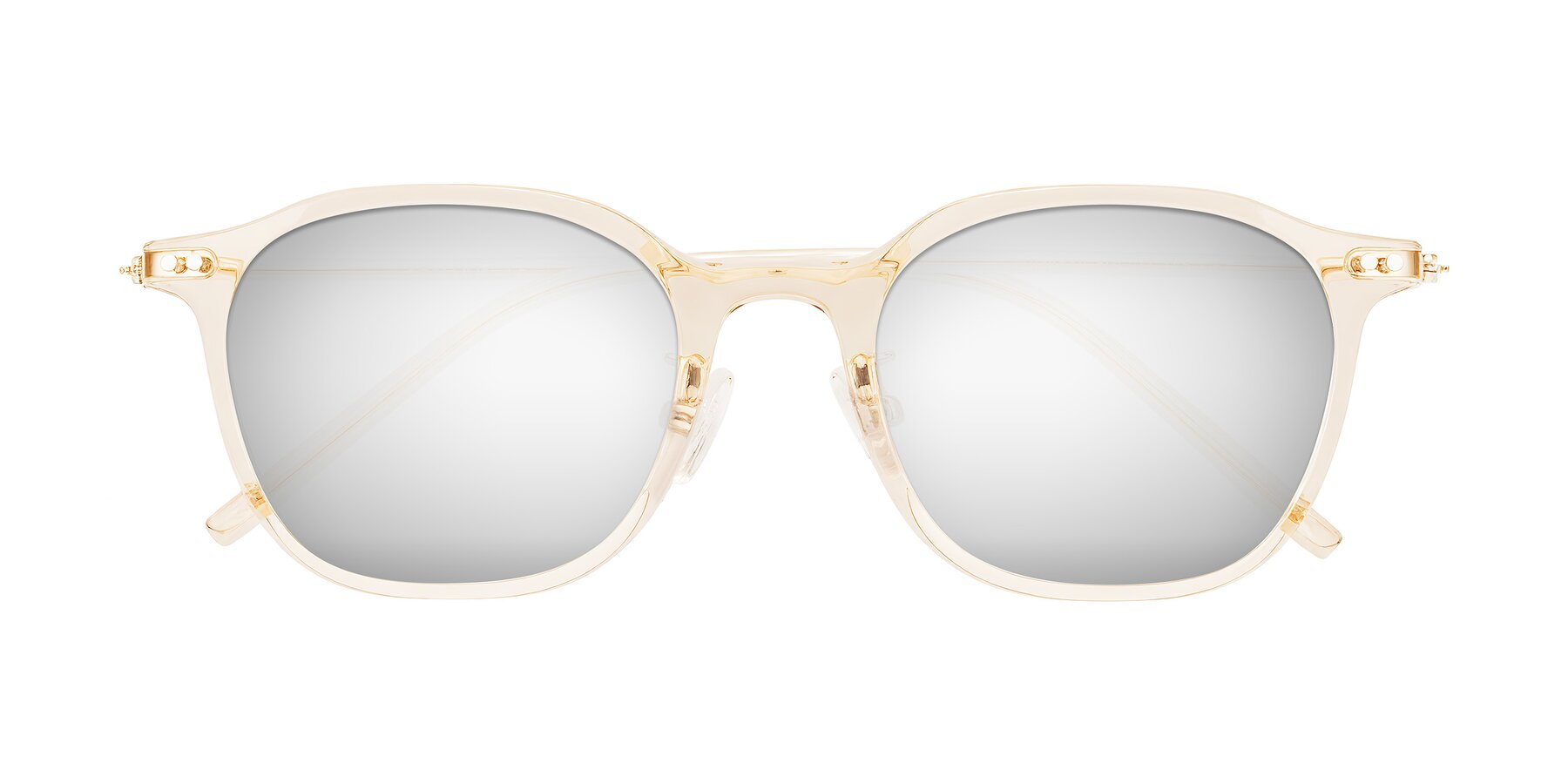 Folded Front of Bicknell in Light Orange with Silver Mirrored Lenses