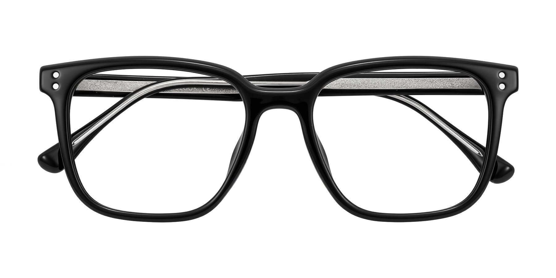 Folded Front of Ordoyo in Black with Clear Eyeglass Lenses