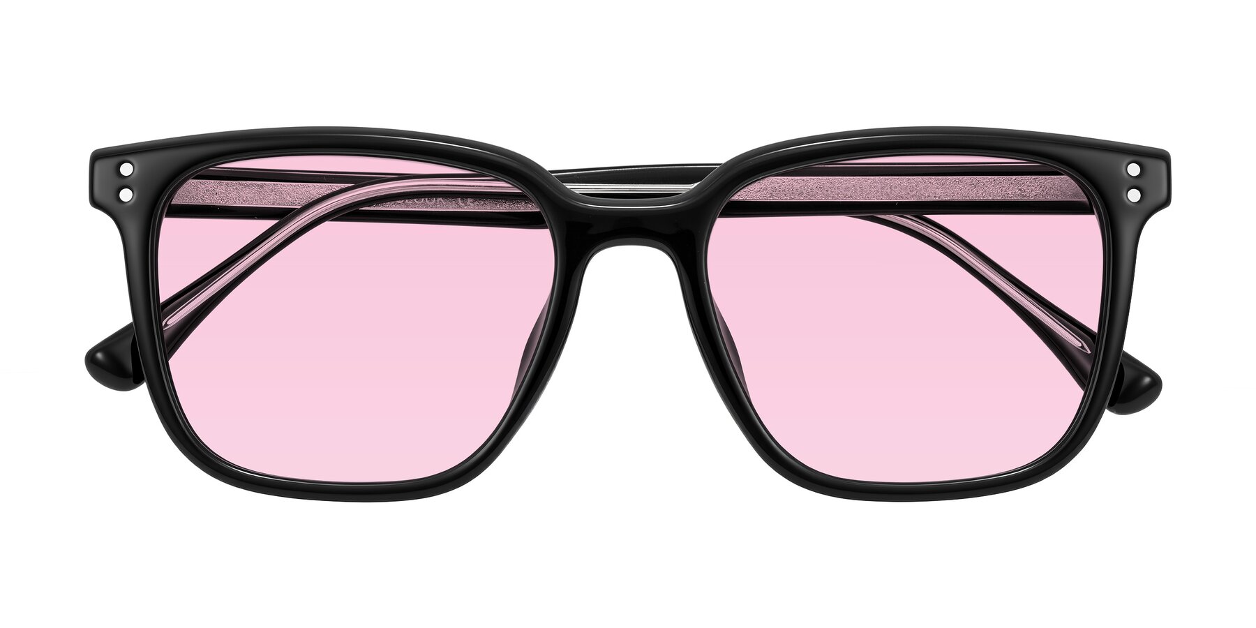Folded Front of Ordoyo in Black with Light Pink Tinted Lenses