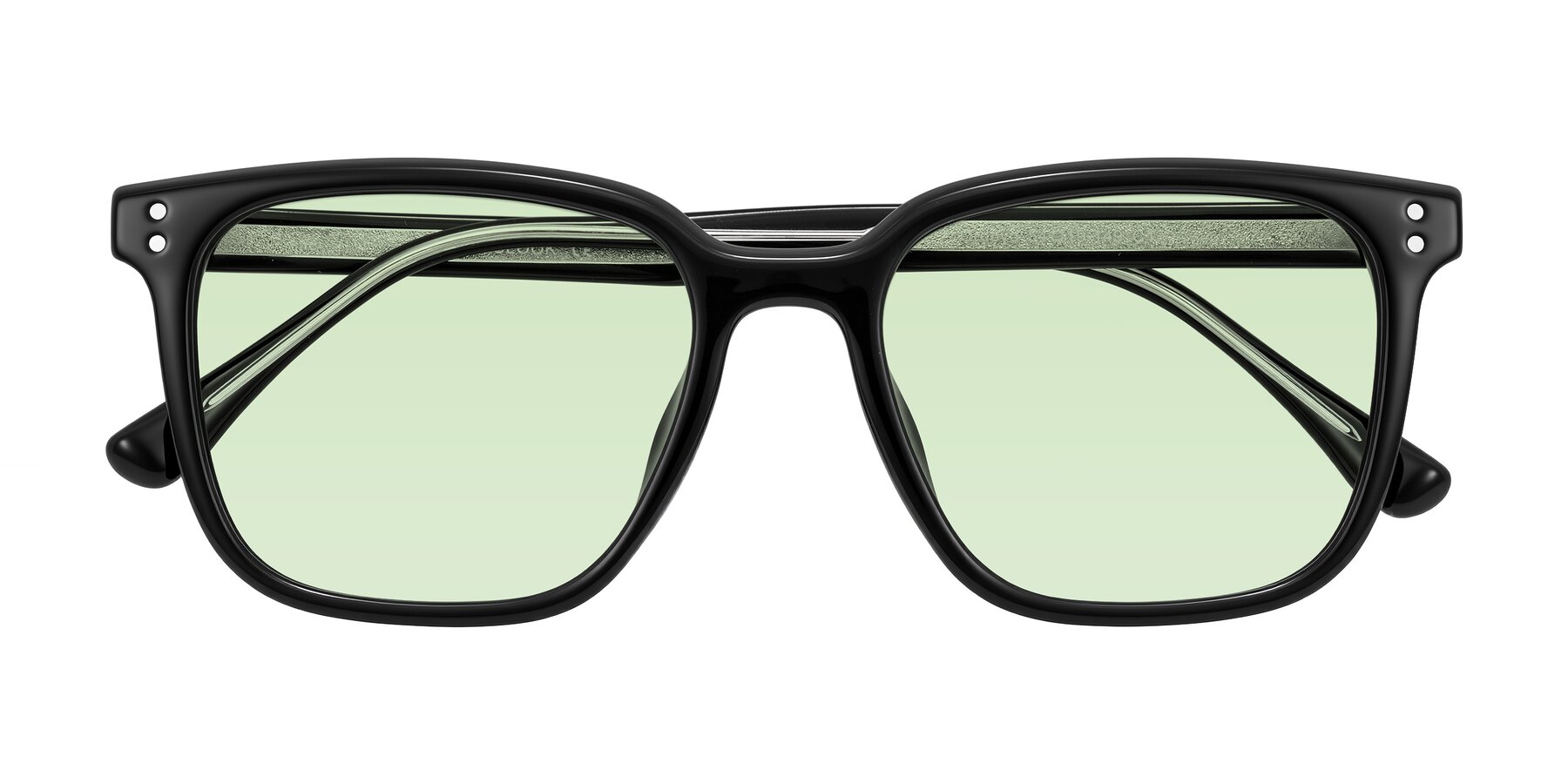 Folded Front of Ordoyo in Black with Light Green Tinted Lenses