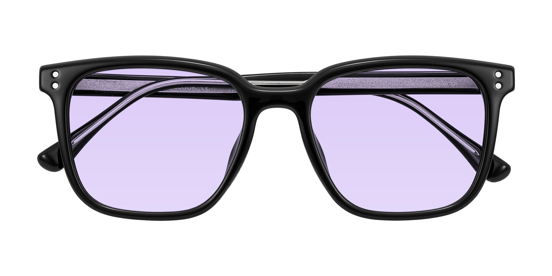 Folded Front of Ordoyo in Black with Light Purple Tinted Lenses
