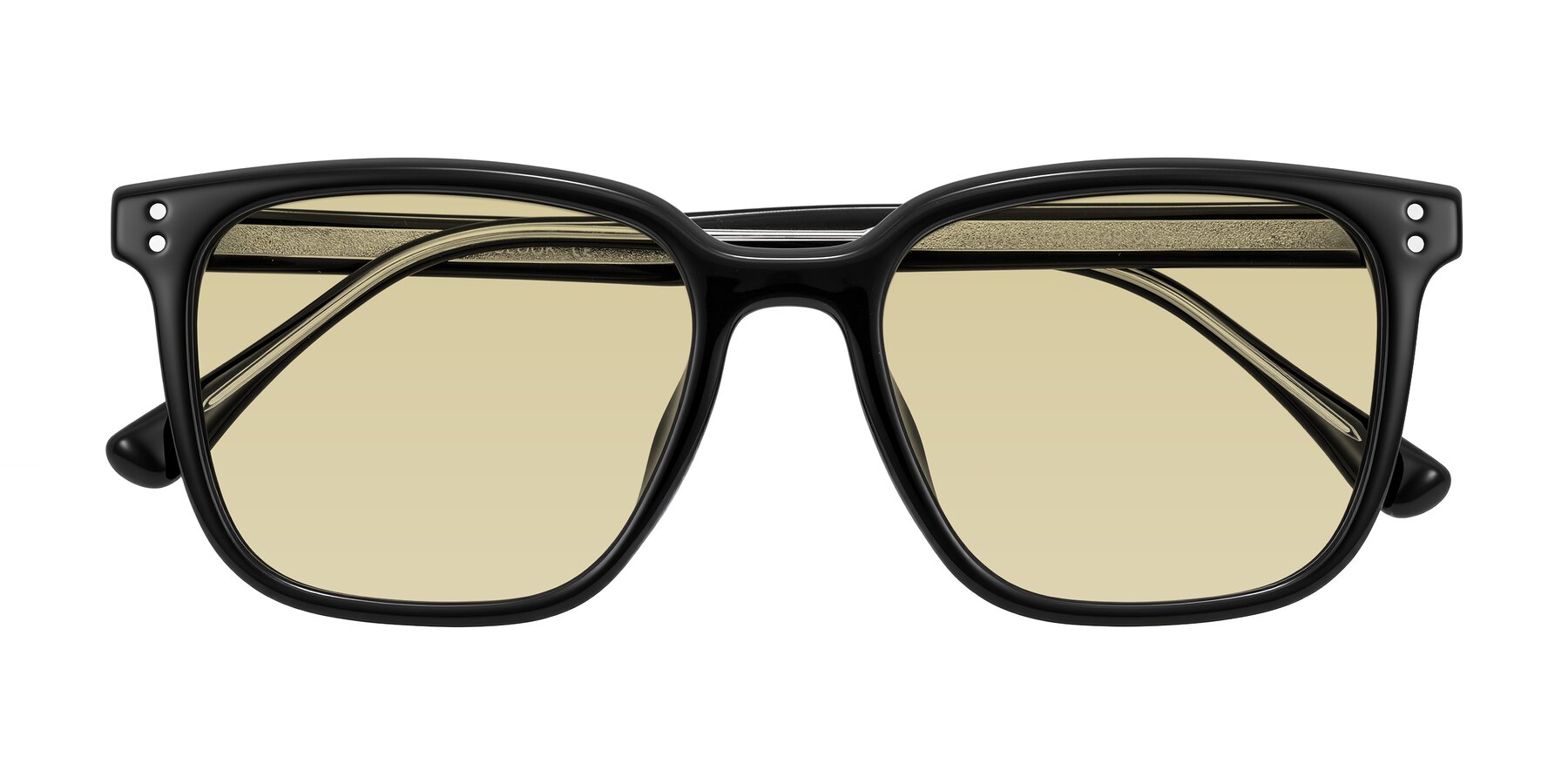 Folded Front of Ordoyo in Black with Light Champagne Tinted Lenses