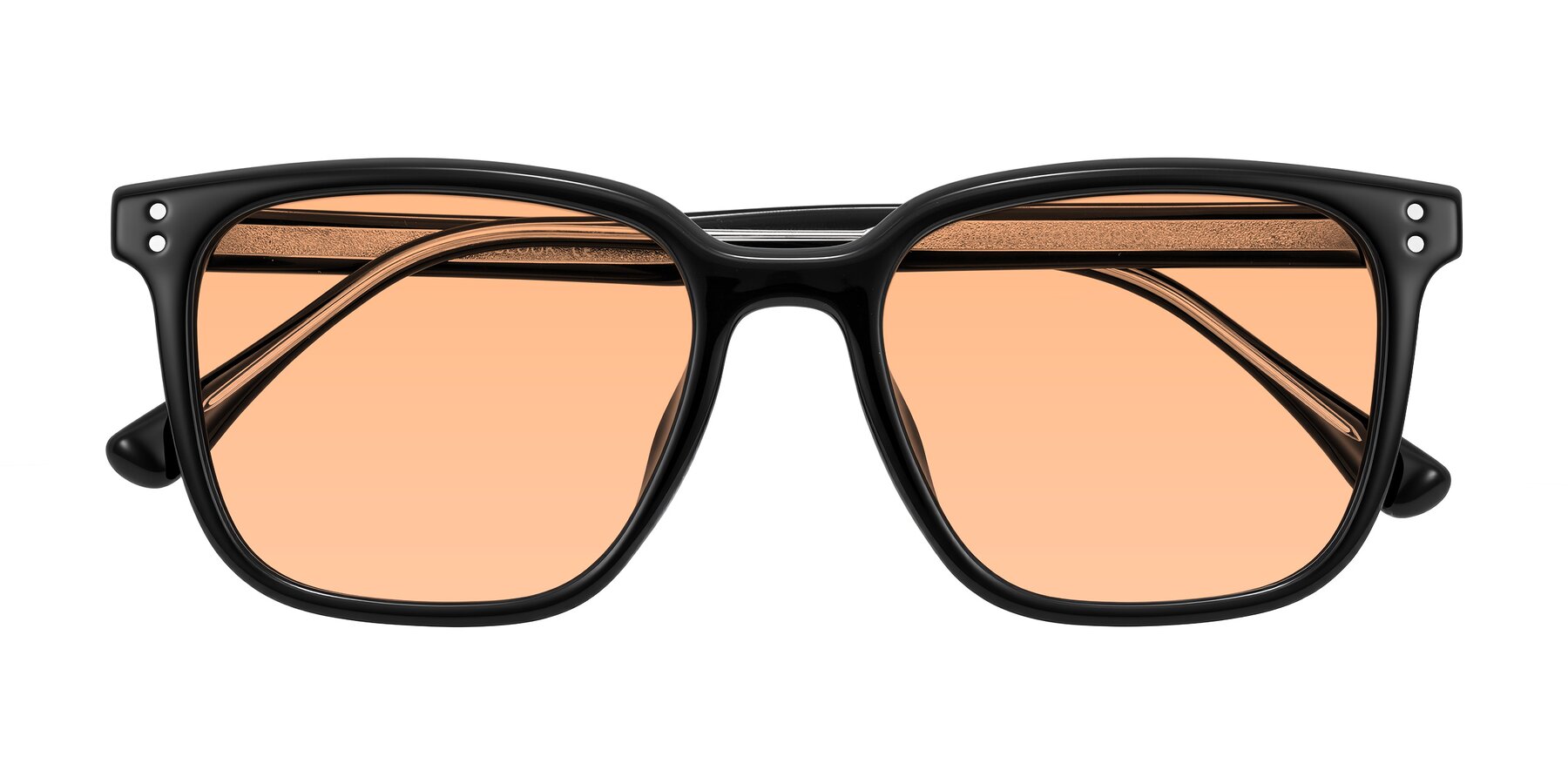 Folded Front of Ordoyo in Black with Light Orange Tinted Lenses