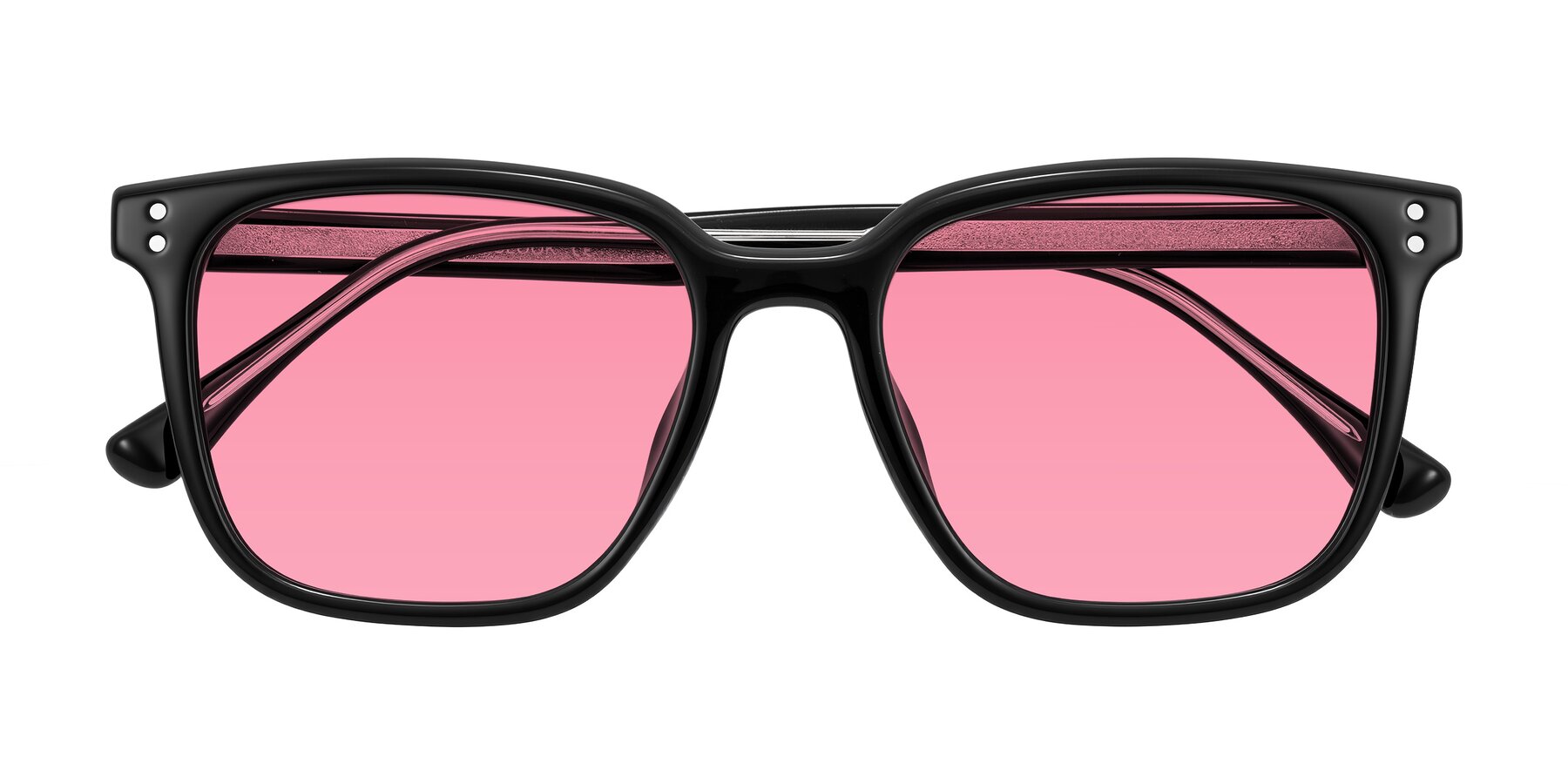 Folded Front of Ordoyo in Black with Pink Tinted Lenses