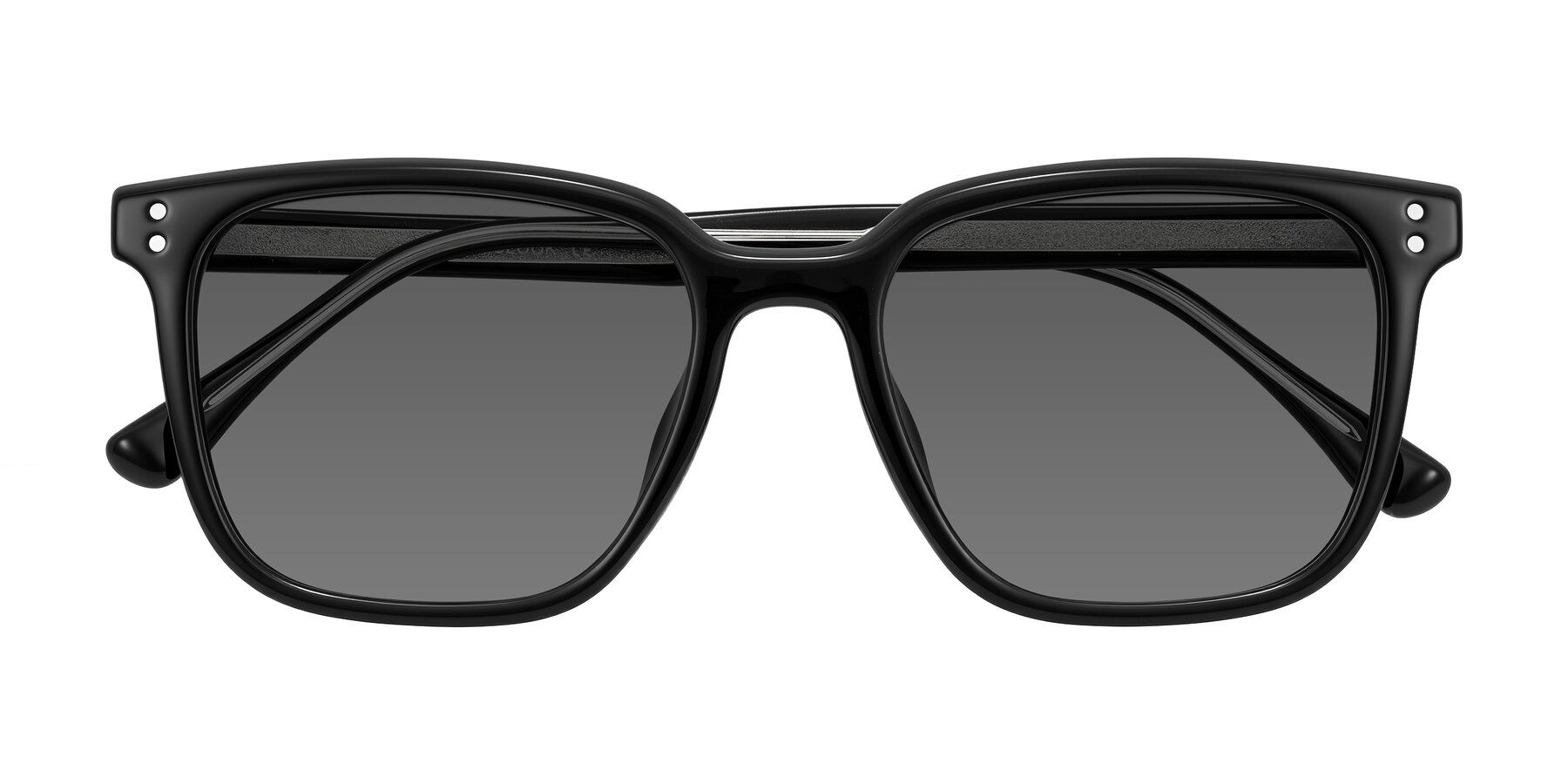 Folded Front of Ordoyo in Black with Medium Gray Tinted Lenses