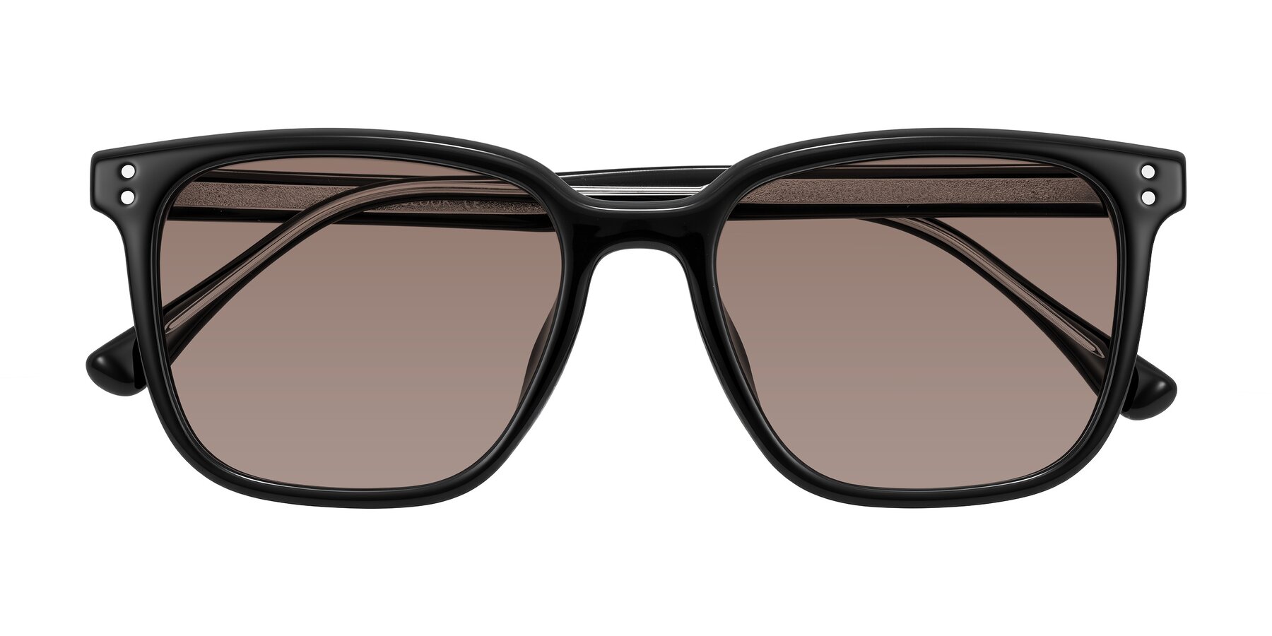 Folded Front of Ordoyo in Black with Medium Brown Tinted Lenses