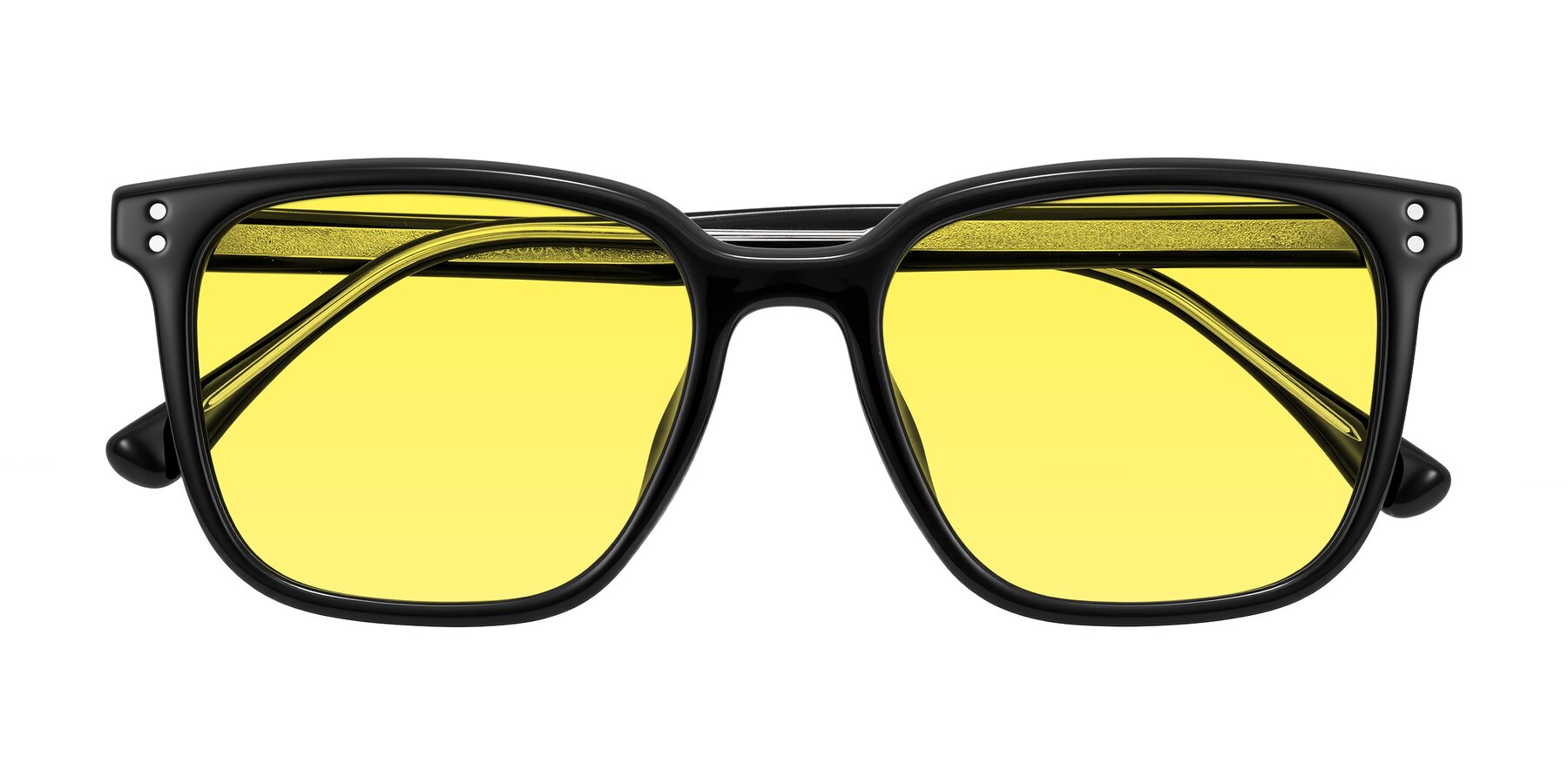 Folded Front of Ordoyo in Black with Medium Yellow Tinted Lenses